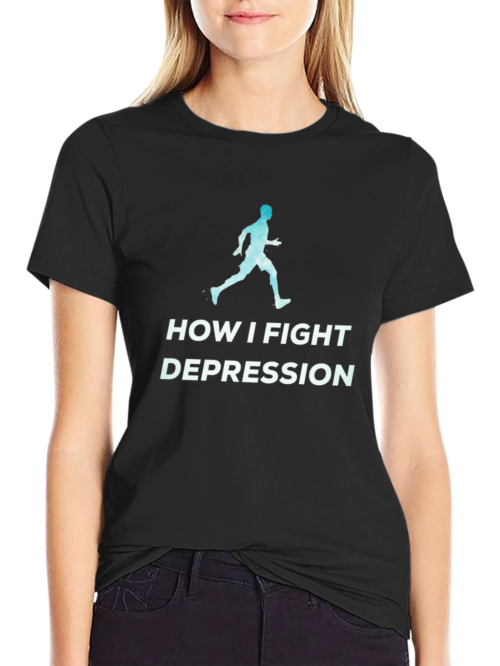 Fight Depression Running T-Shirt - Motivational Tee
