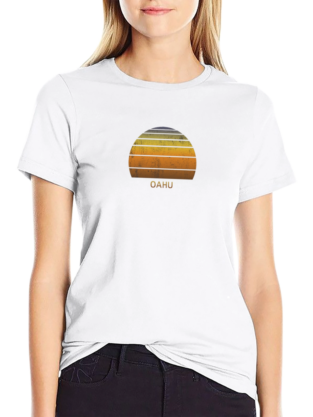 Oahu Sunset Graphic Tee - Retro Style