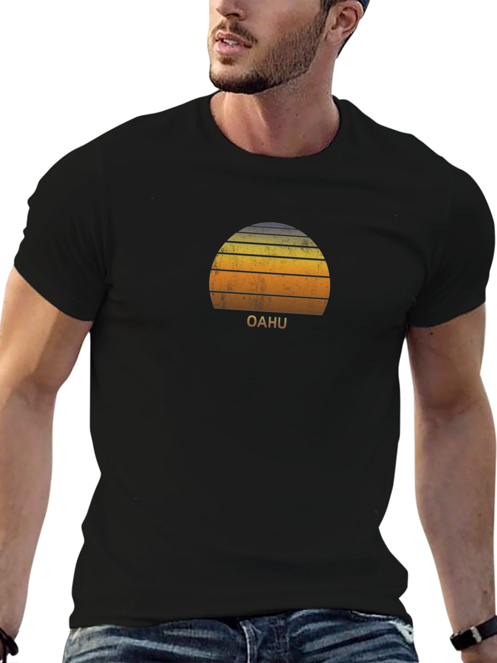 Oahu Sunset Graphic Tee - Retro Style