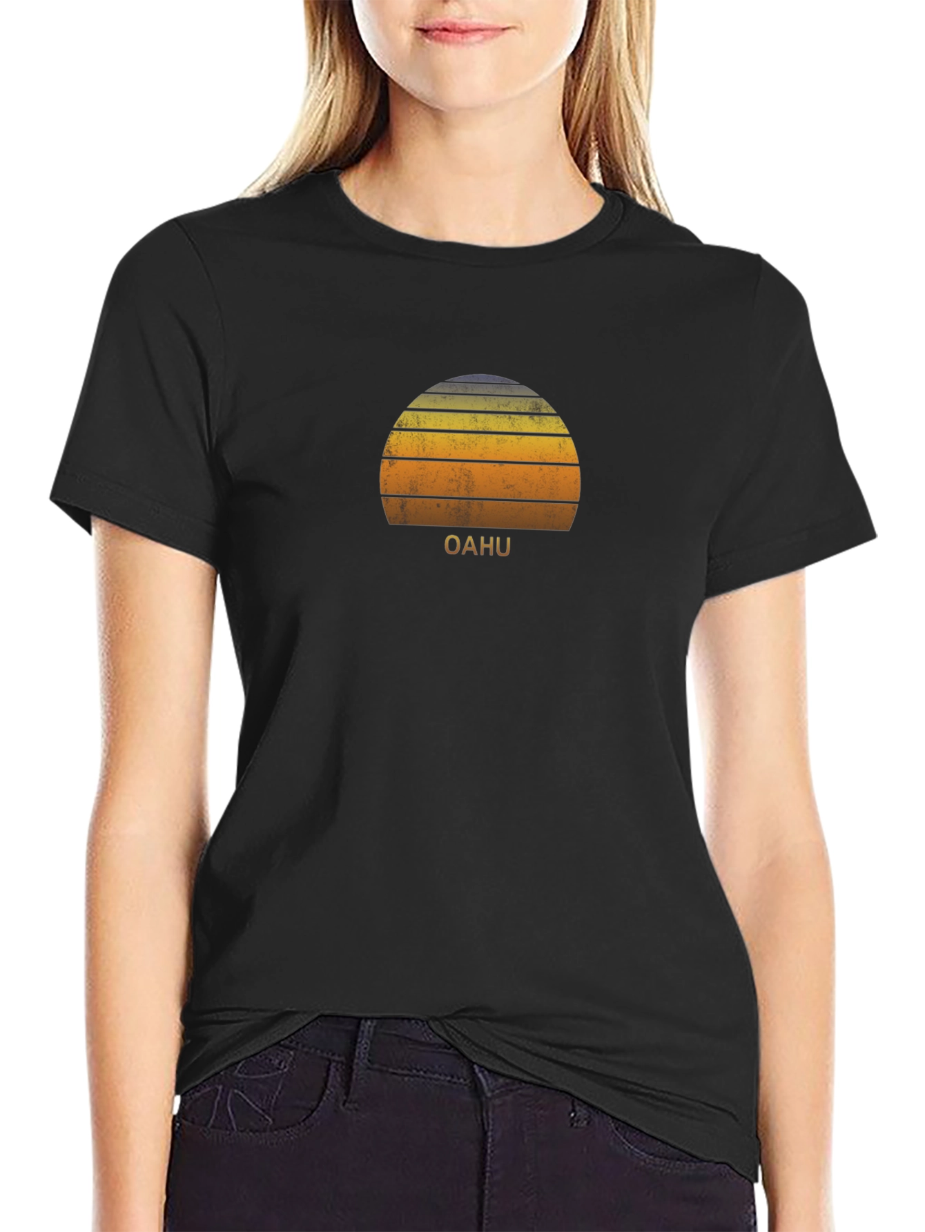 Oahu Sunset Graphic Tee - Retro Style