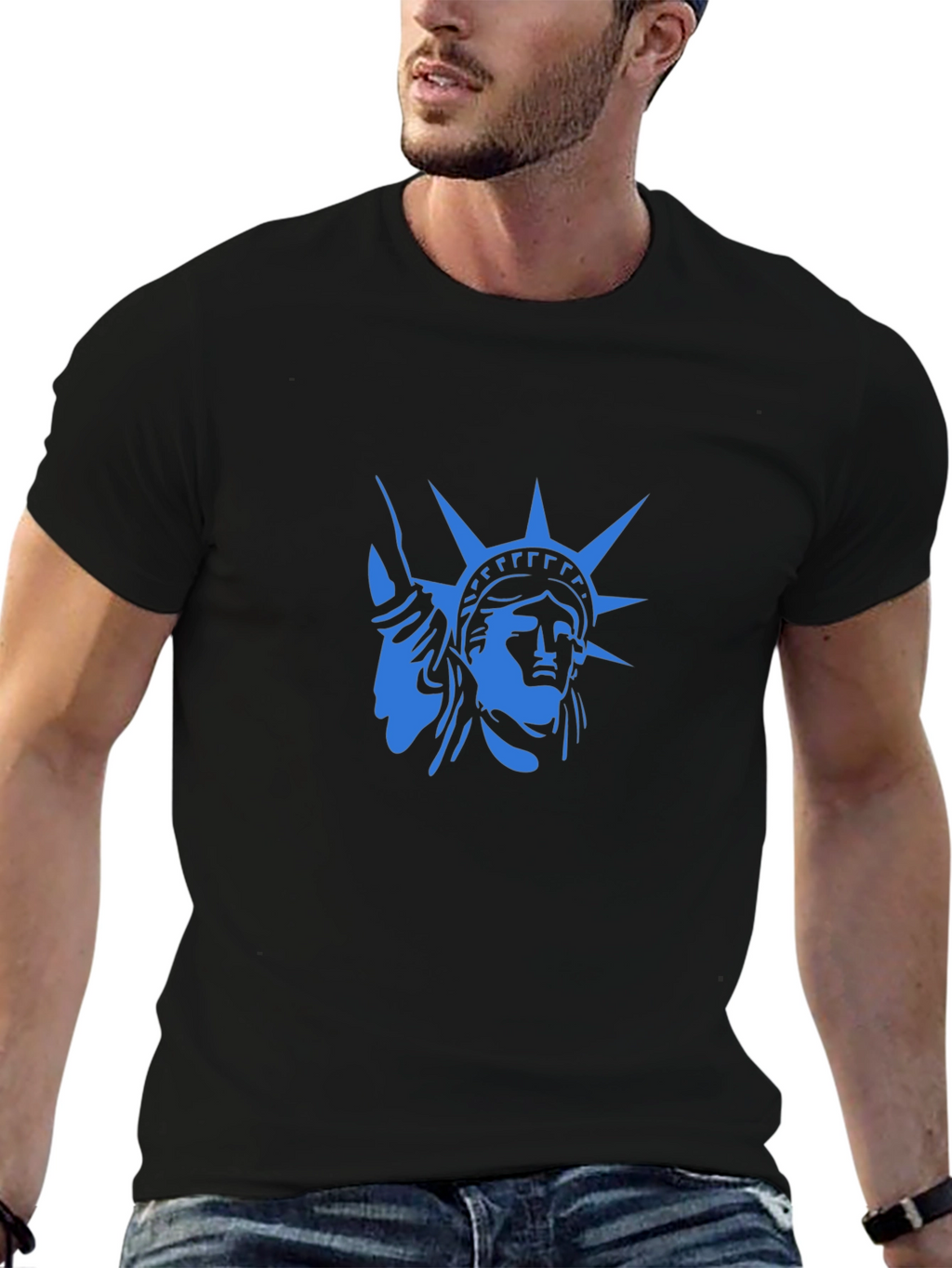 Statue of Liberty Graphic T-Shirt - Cool Blue Design