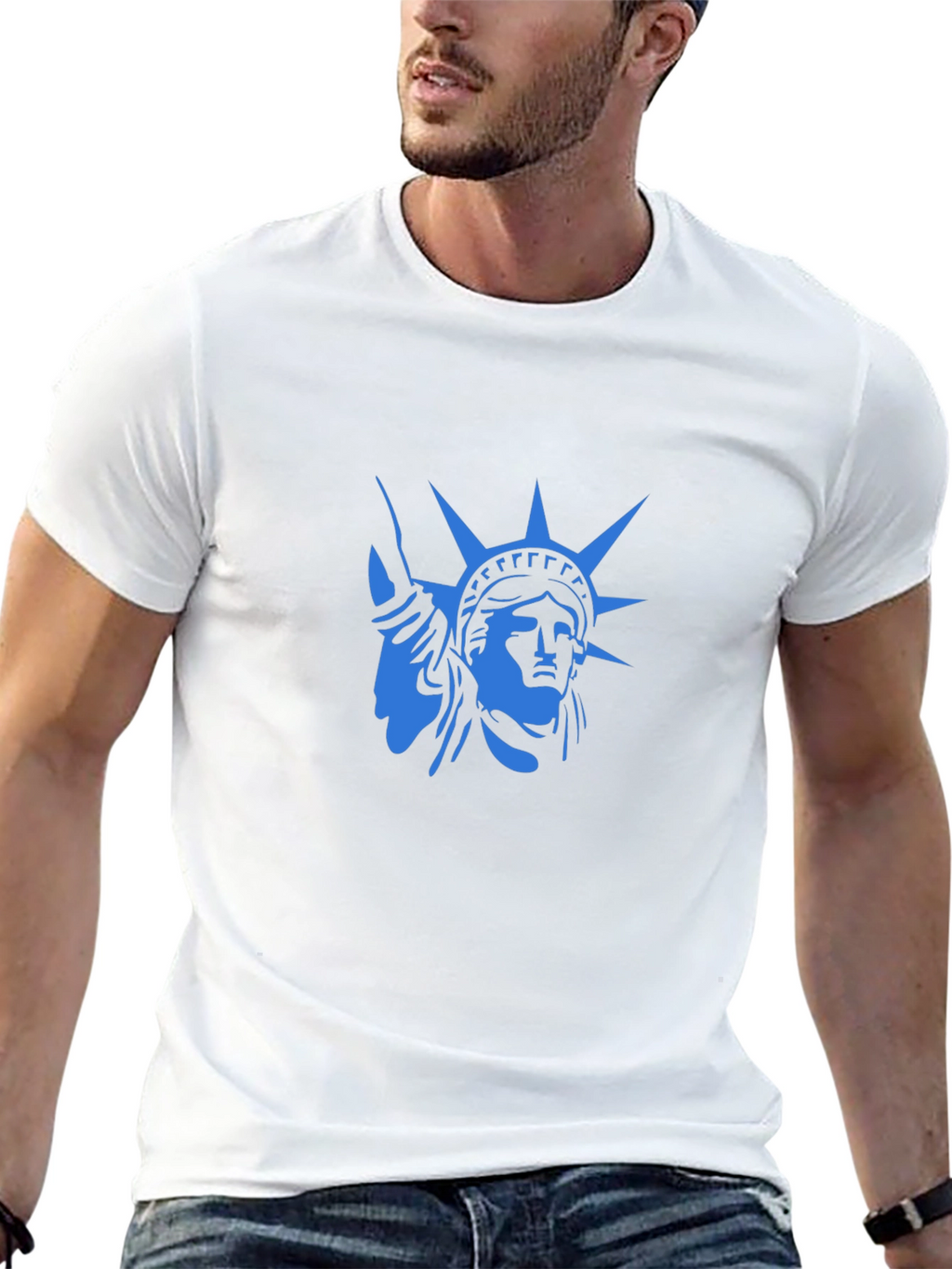 Statue of Liberty Graphic T-Shirt - Cool Blue Design