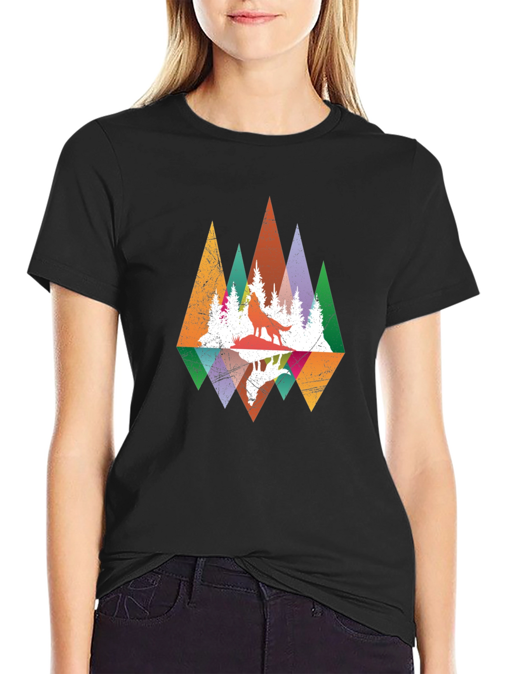 Wolf Reflection Graphic Tee - Mens Black T-Shirt