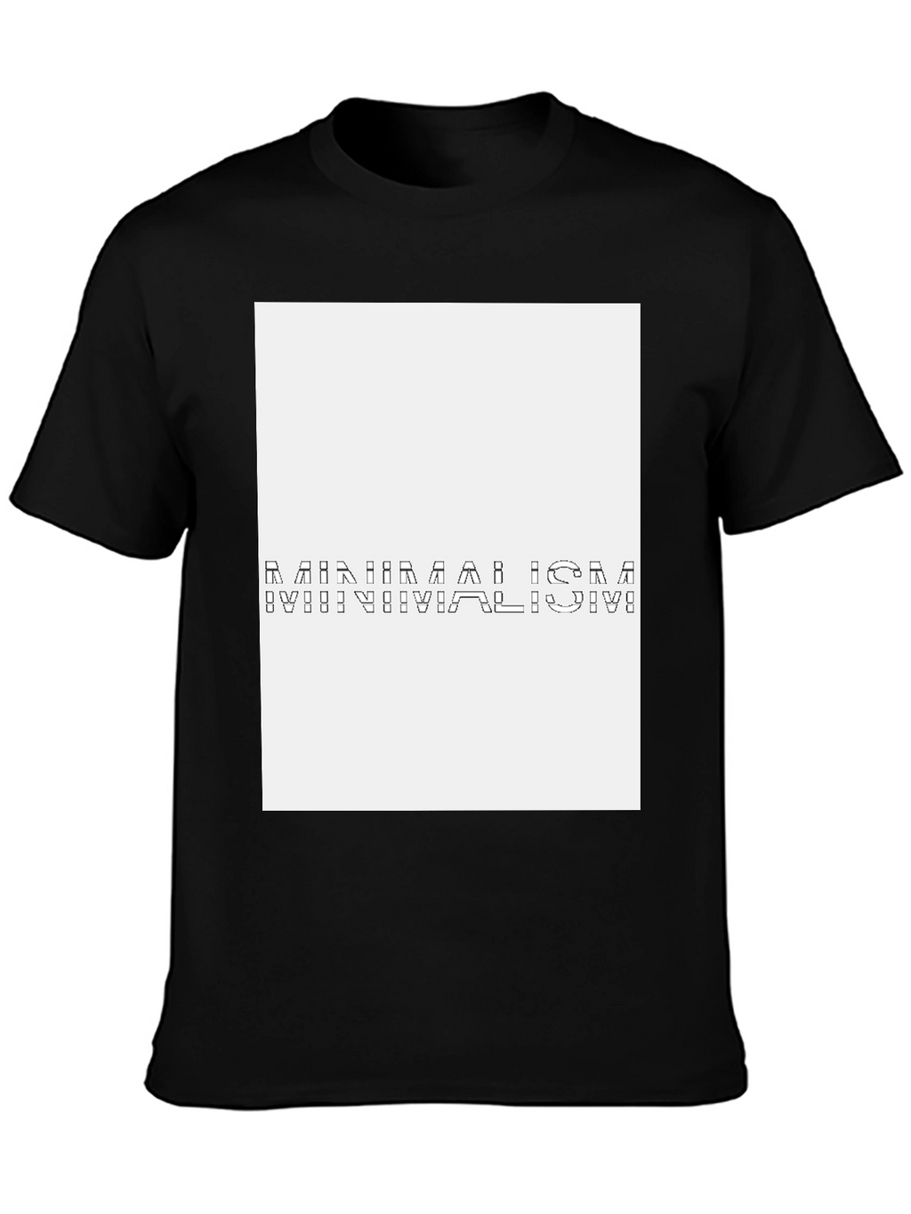 Abstract Black T-Shirt with White Panel