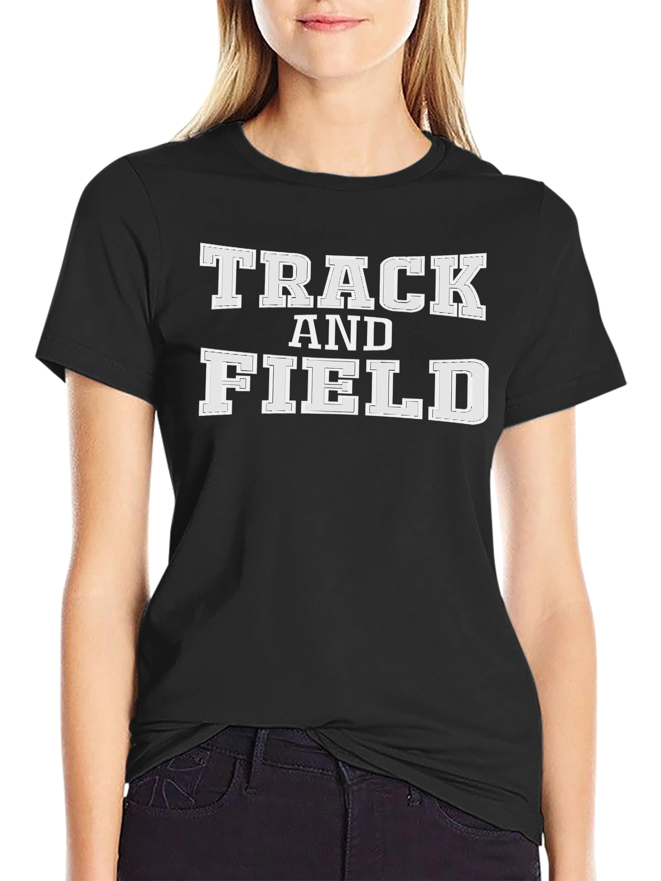Track and Field Graphic T-Shirt Black Tee