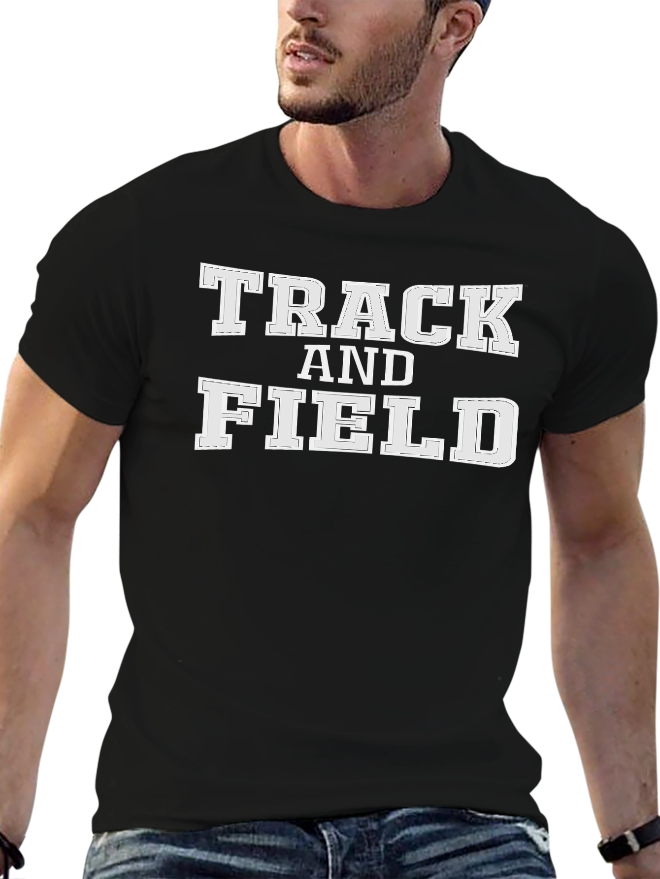 Track and Field Graphic T-Shirt Black Tee
