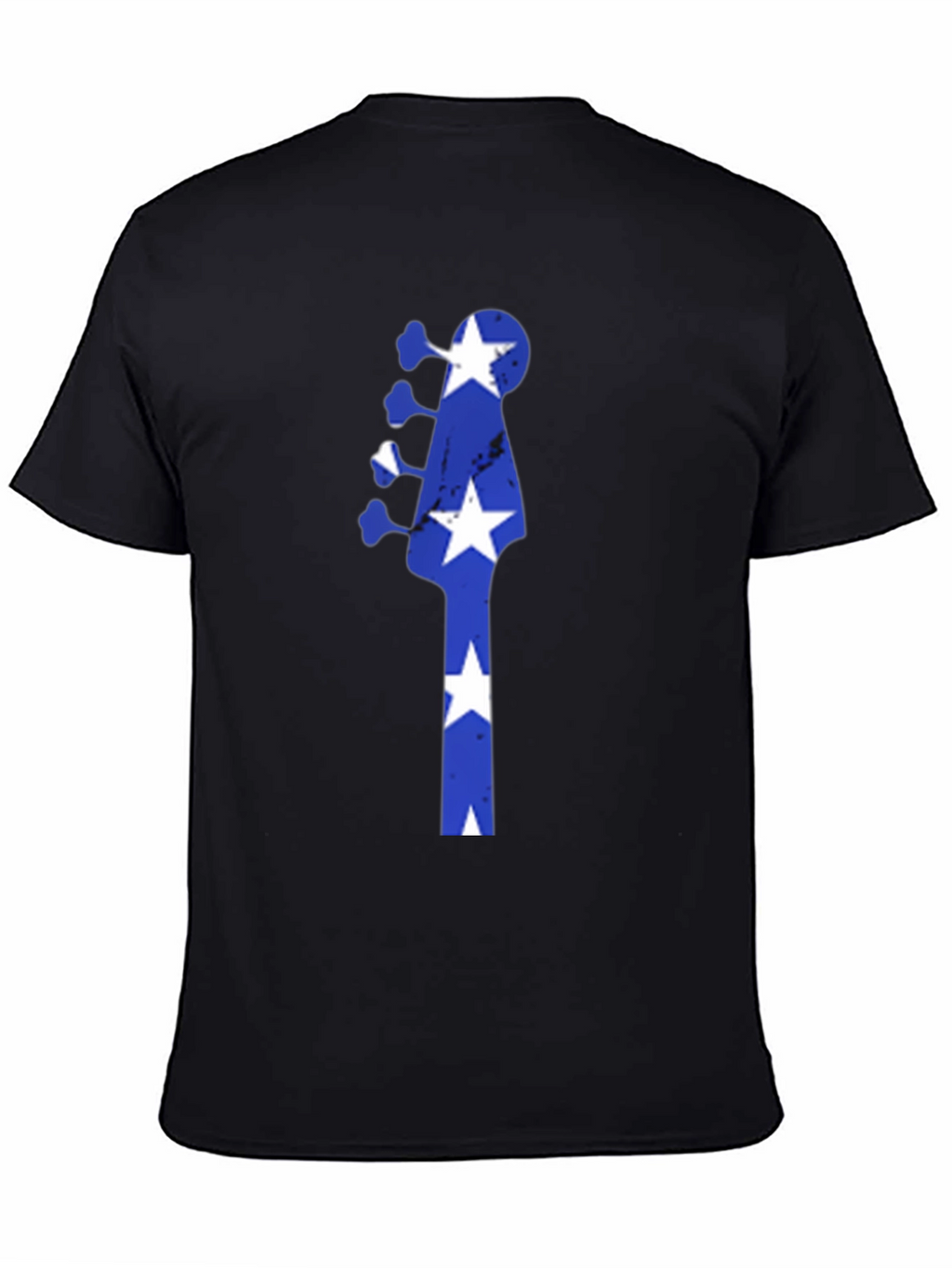 Blue Star Guitar Head Black T-Shirt