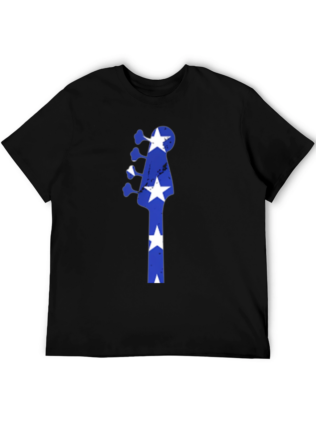Blue Star Guitar Head Black T-Shirt