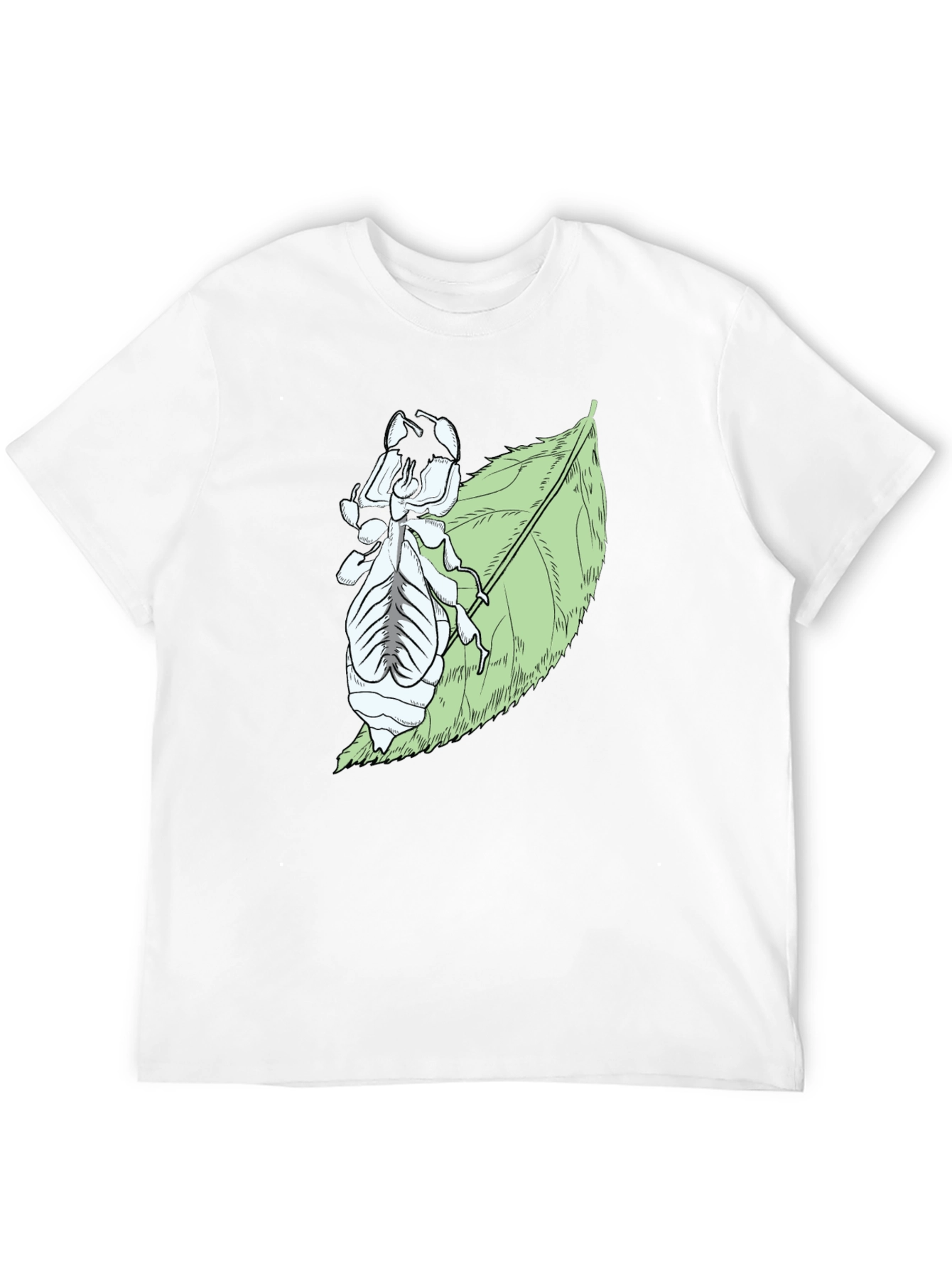Insect on Leaf Graphic Tee - Black Cotton T-Shirt