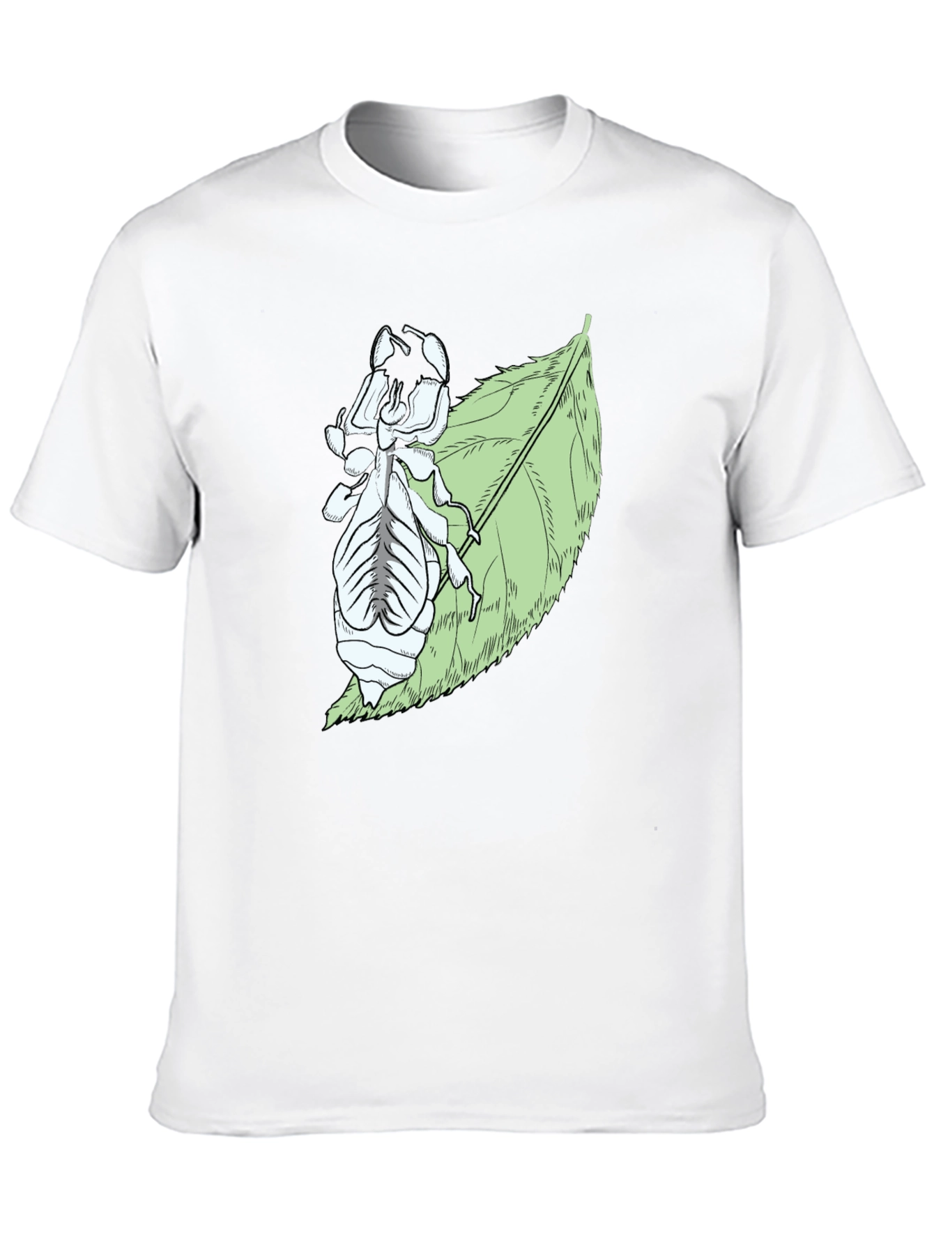 Insect on Leaf Graphic Tee - Black Cotton T-Shirt
