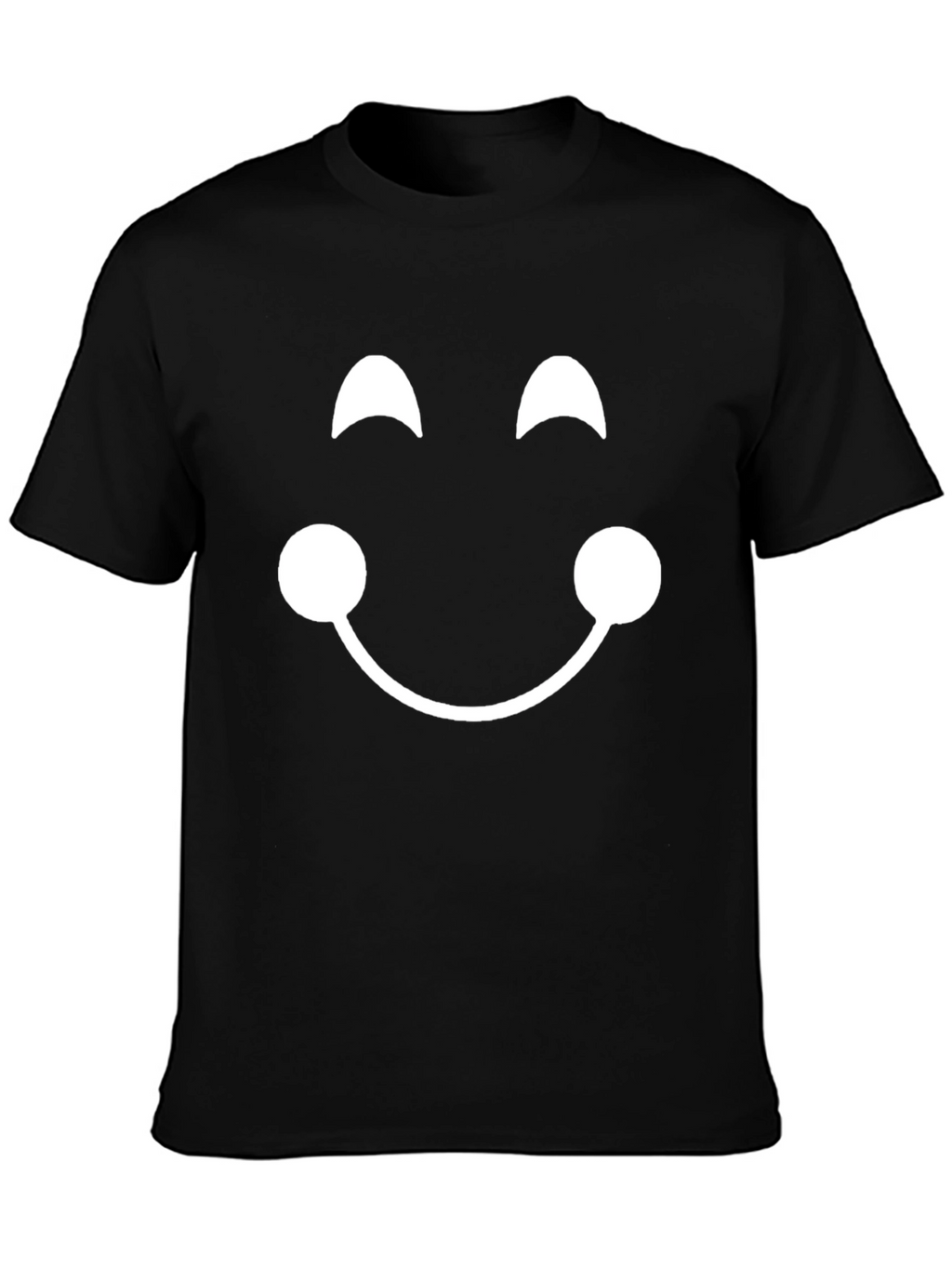 Smiley Face Graphic Tee - Black Cotton T-Shirt