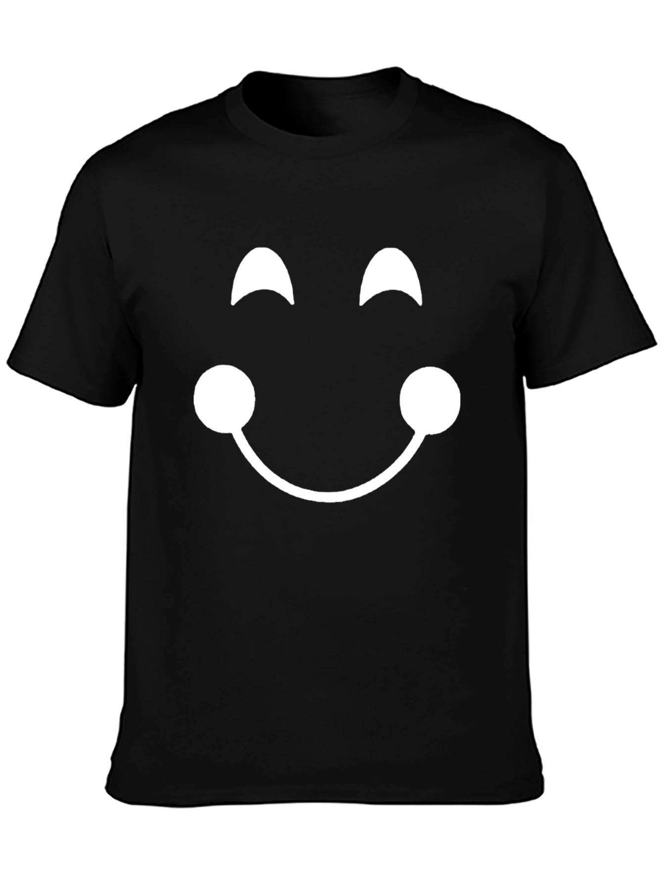 Smiley Face Graphic Tee - Black Cotton T-Shirt
