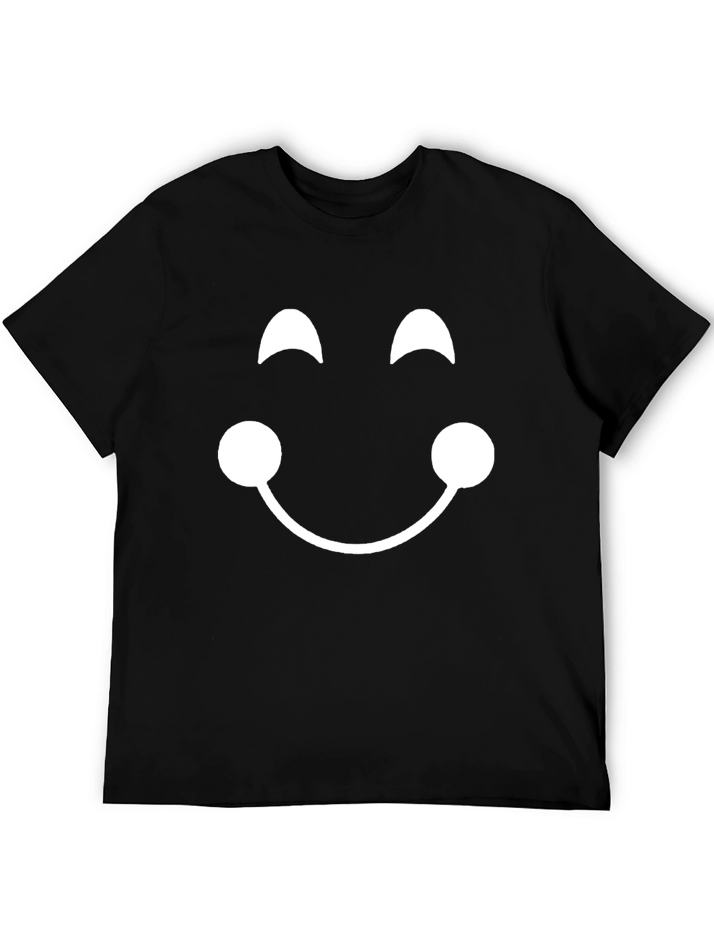 Smiley Face Graphic Tee - Black Cotton T-Shirt