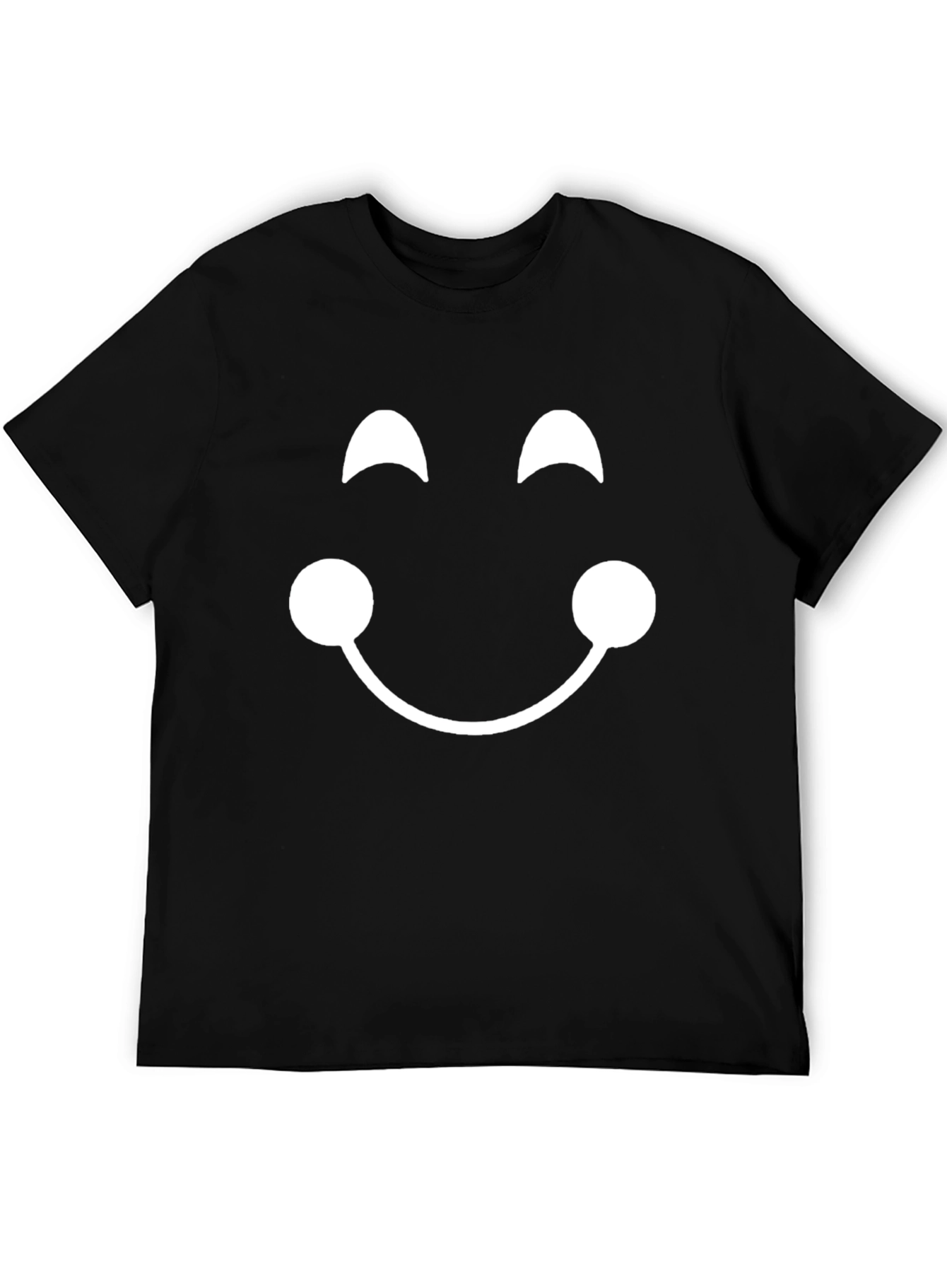 Smiley Face Graphic Tee - Black Cotton T-Shirt
