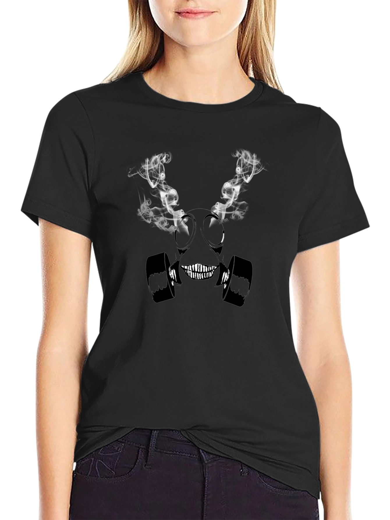 Gas Mask Graphic Print Black T-Shirt