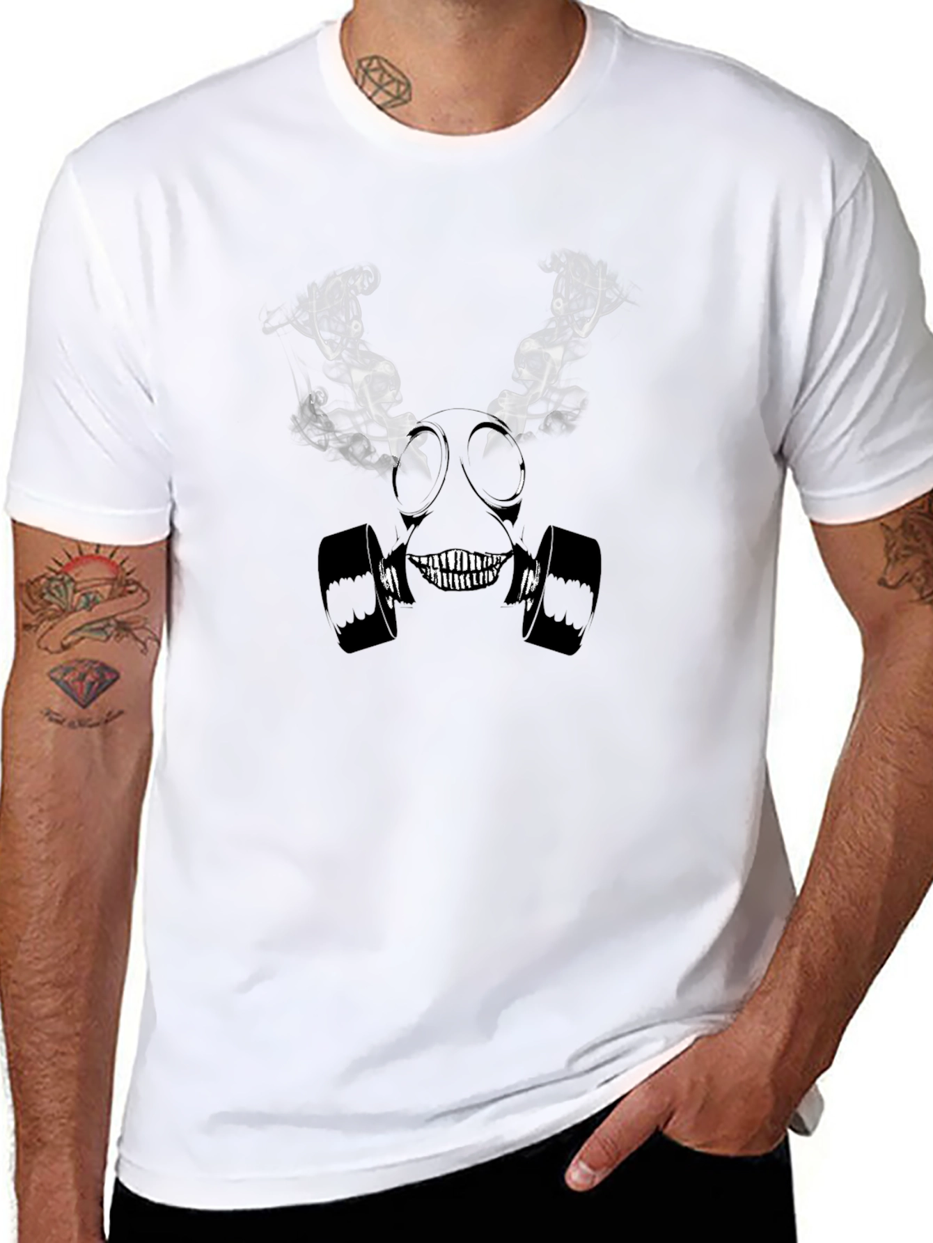 Gas Mask Graphic Print Black T-Shirt