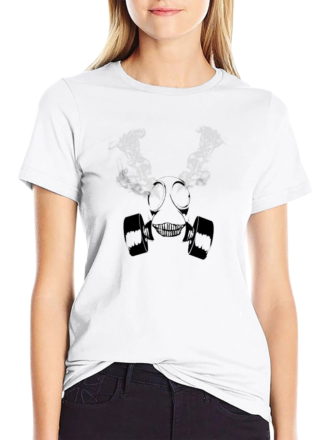 Gas Mask Graphic Print Black T-Shirt