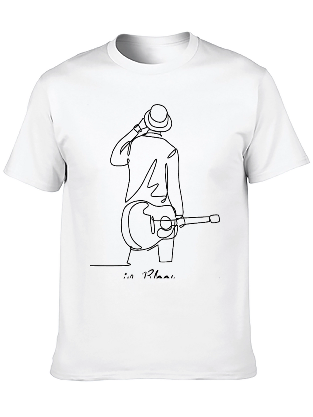 Guitarist Line Art Black T-Shirt