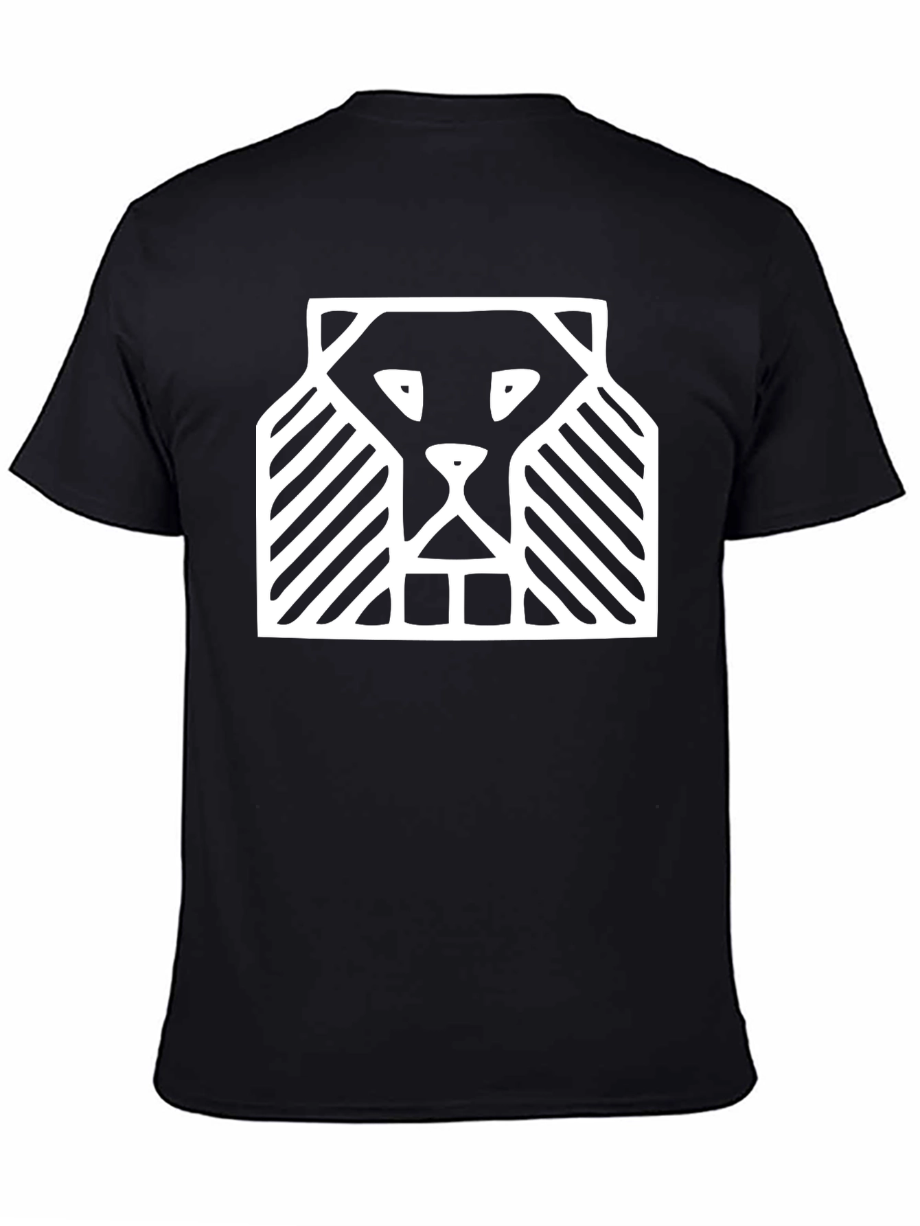 Abstract Lion Graphic Tee - Black Cotton Comfort