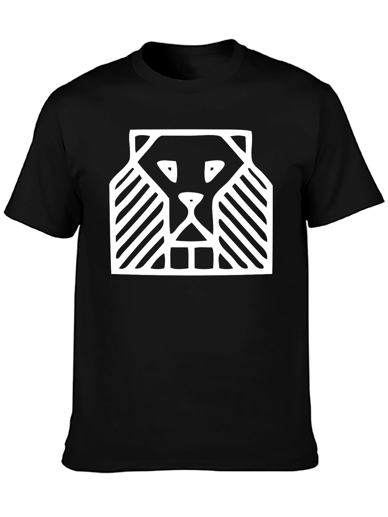 Abstract Lion Graphic Tee - Black Cotton Comfort