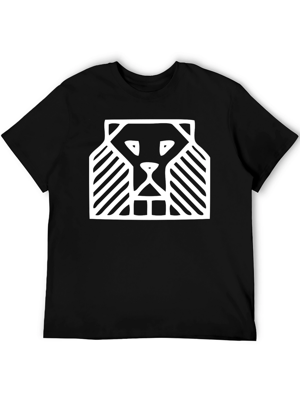 Abstract Lion Graphic Tee - Black Cotton Comfort