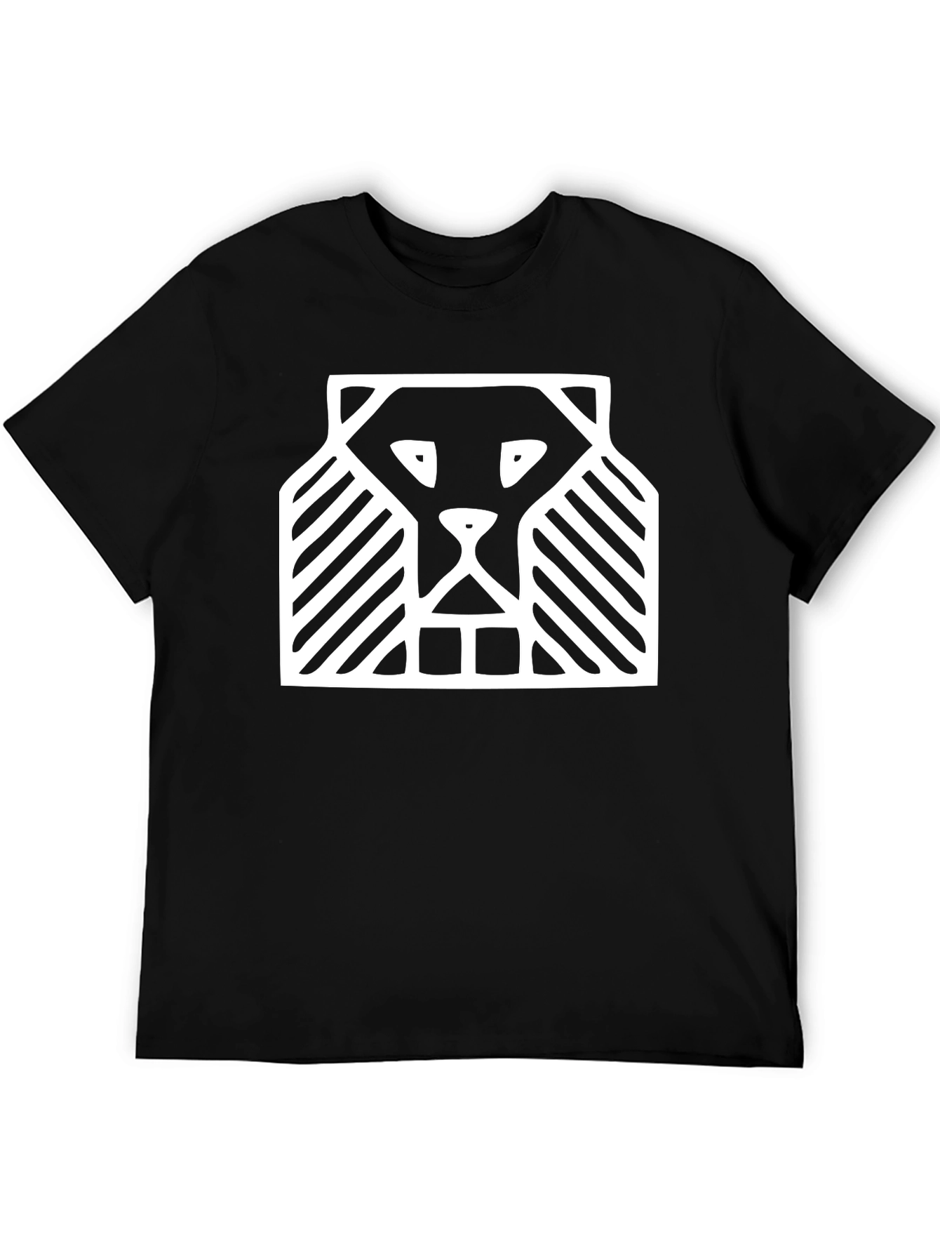 Abstract Lion Graphic Tee - Black Cotton Comfort