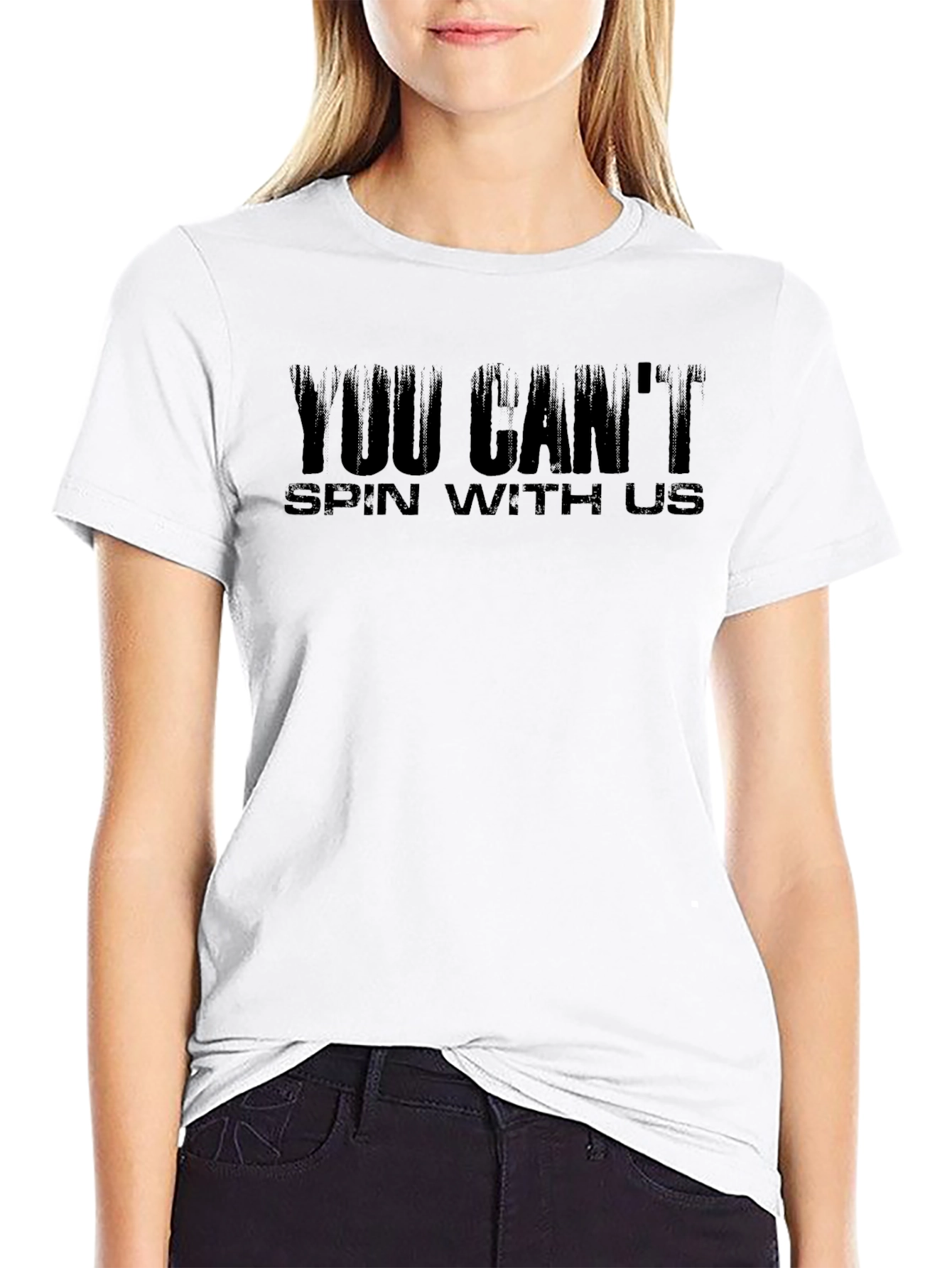 You Cant Spin With Us Black Graphic Tee
