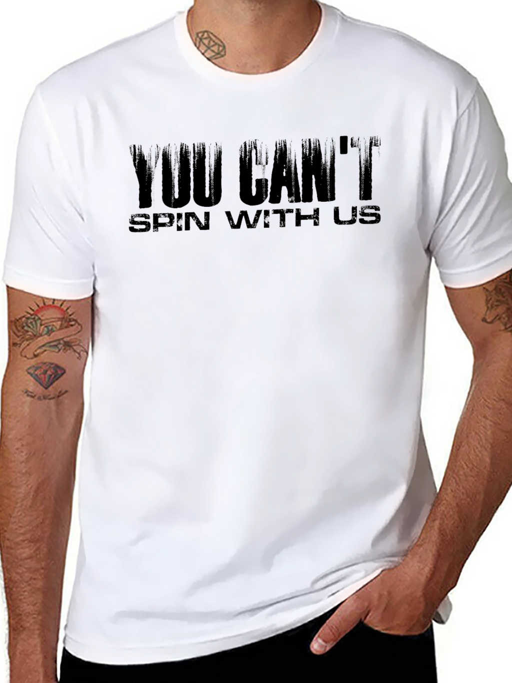 You Cant Spin With Us Black Graphic Tee
