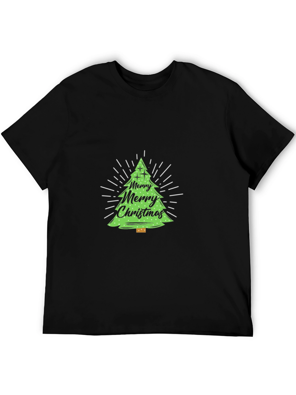 Festive Christmas Tree Graphic Tee - Black