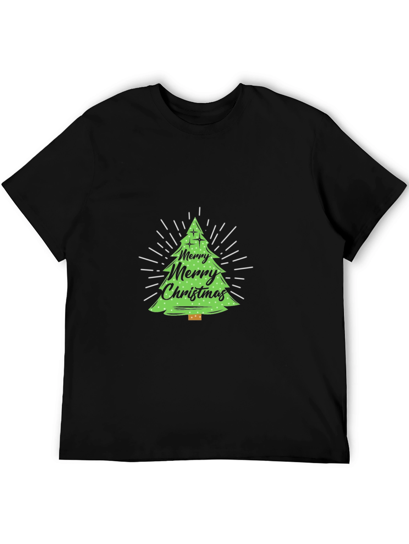 Festive Christmas Tree Graphic Tee - Black