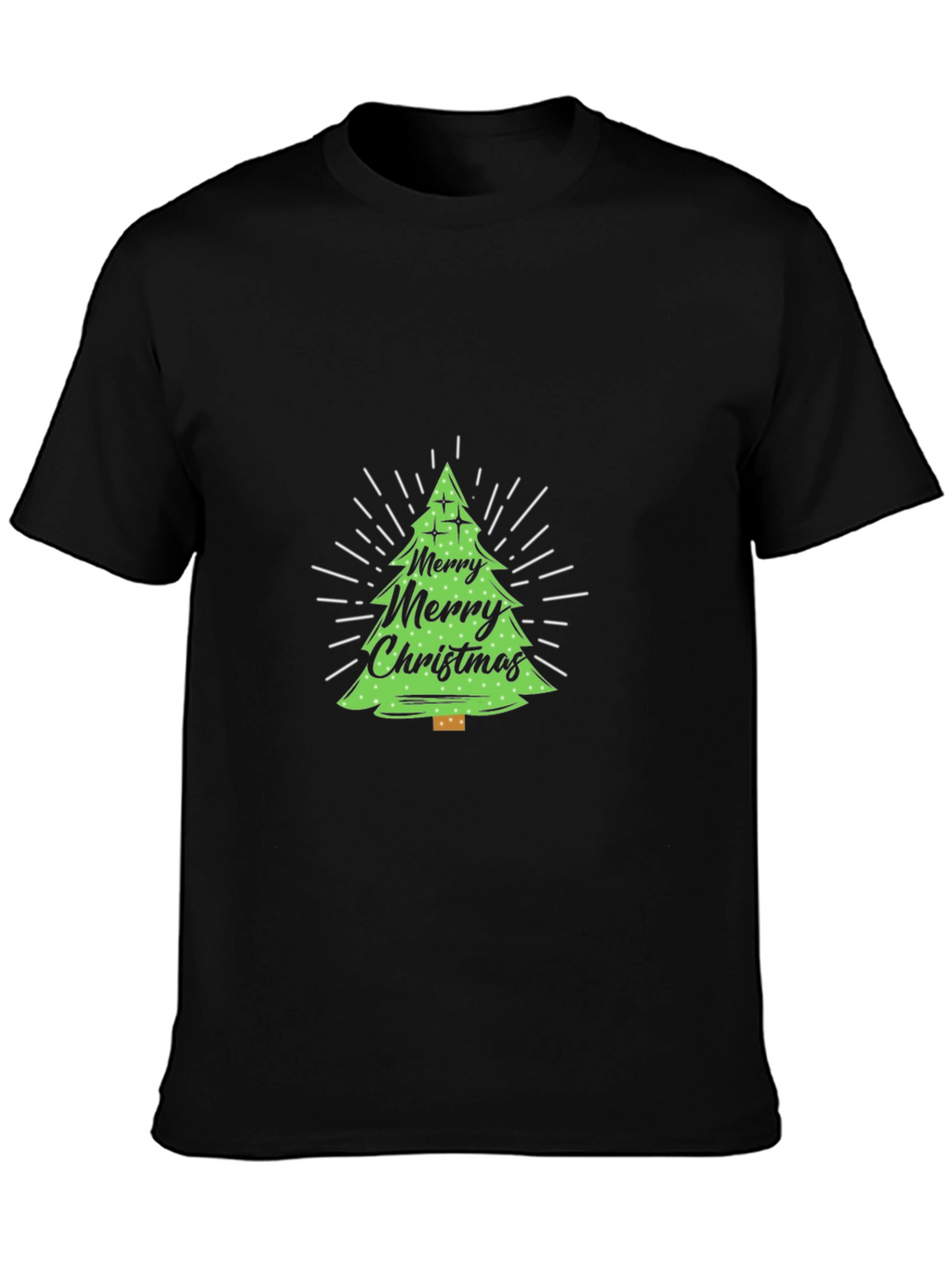 Festive Christmas Tree Graphic Tee - Black