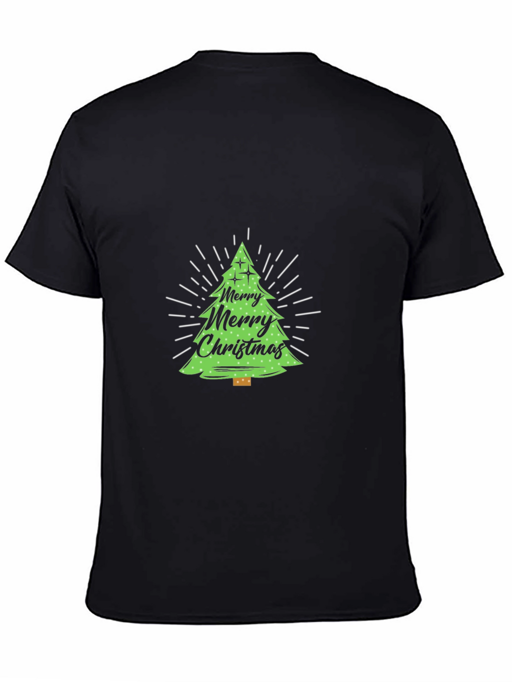 Festive Christmas Tree Graphic Tee - Black