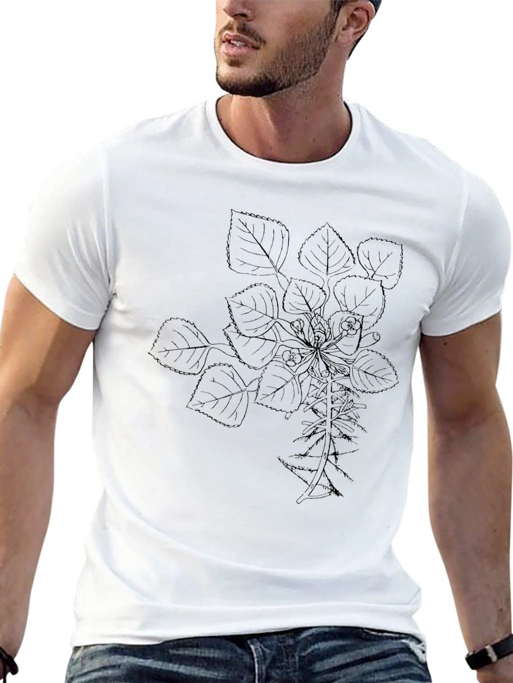 Botanical Print Black T-Shirt