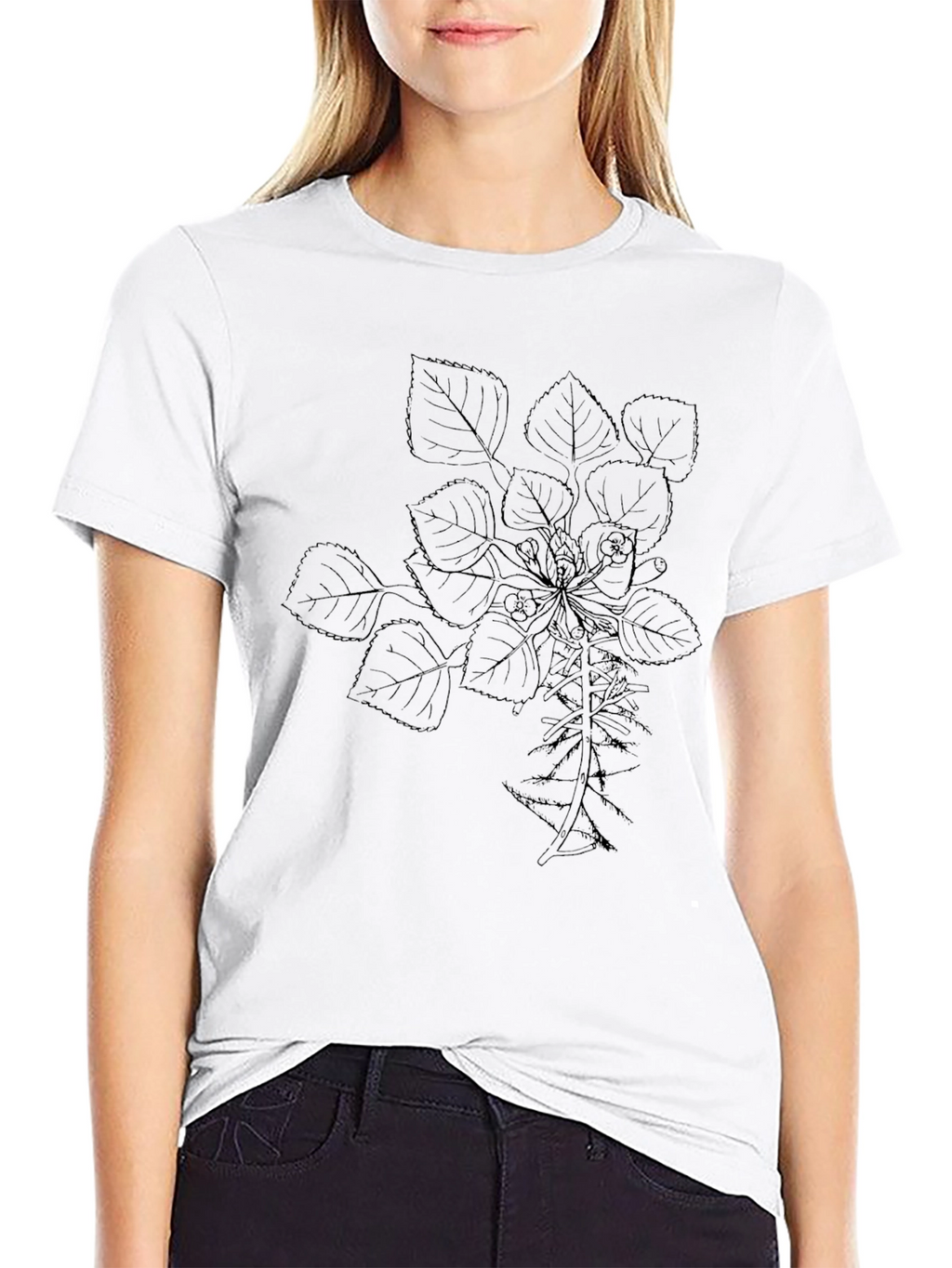 Botanical Print Black T-Shirt