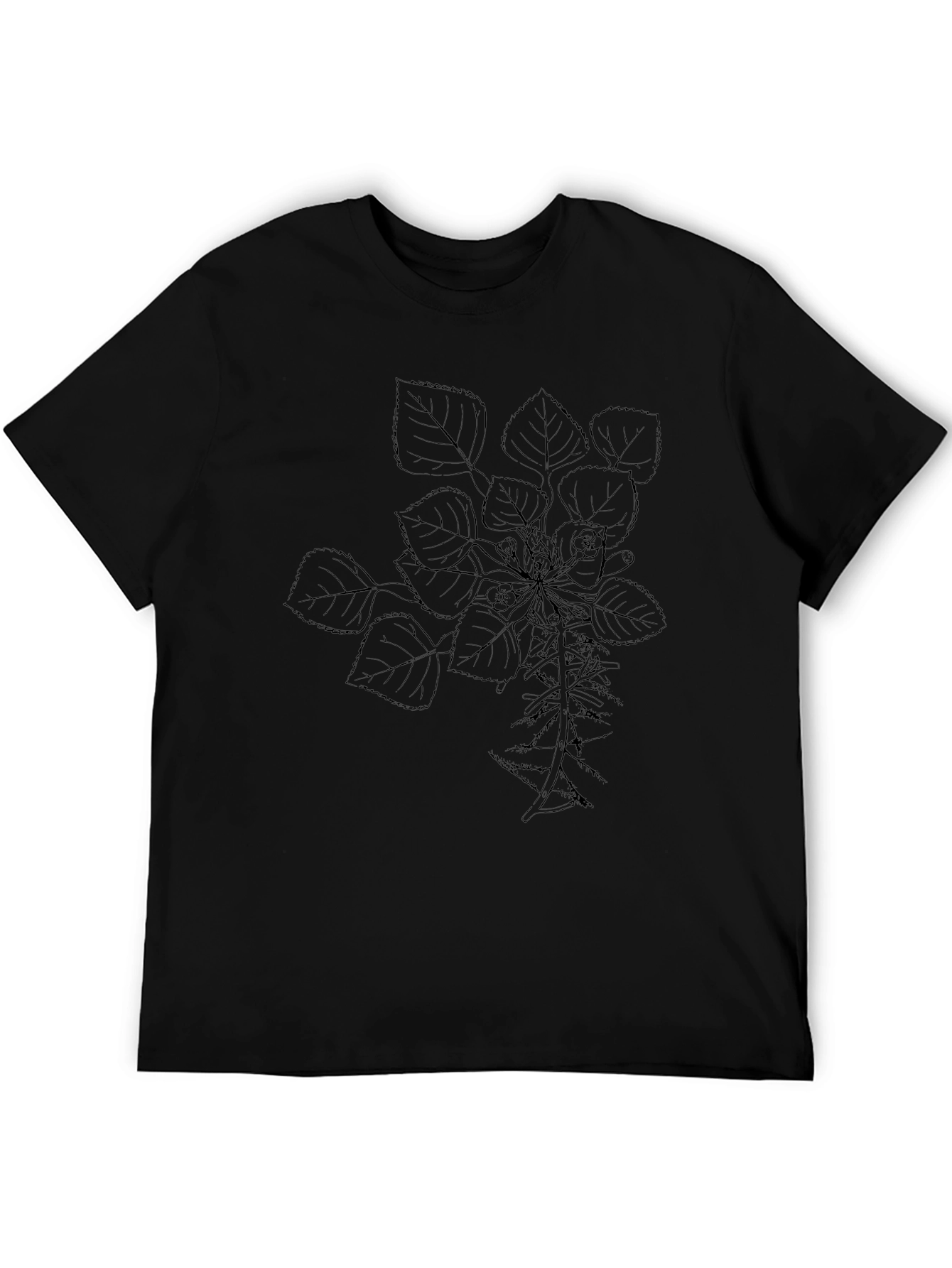 Botanical Print Black T-Shirt