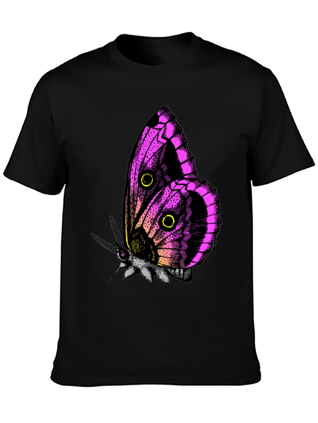 Butterfly Graphic Tee - Black Cotton T-Shirt