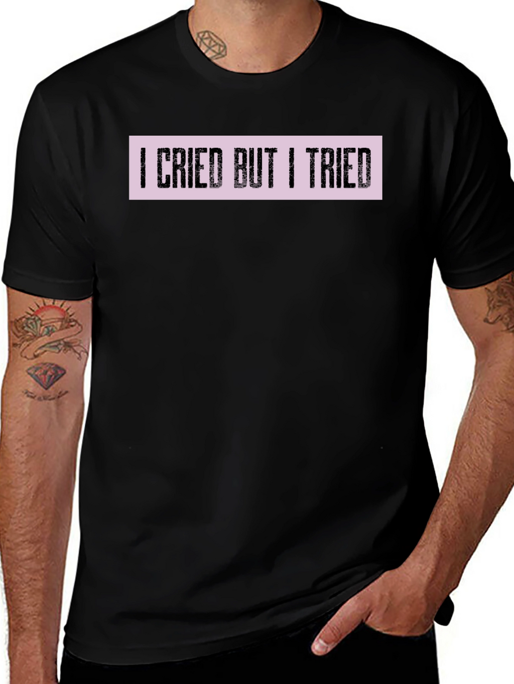 I Cried But I Tried Graphic Tee - Black
