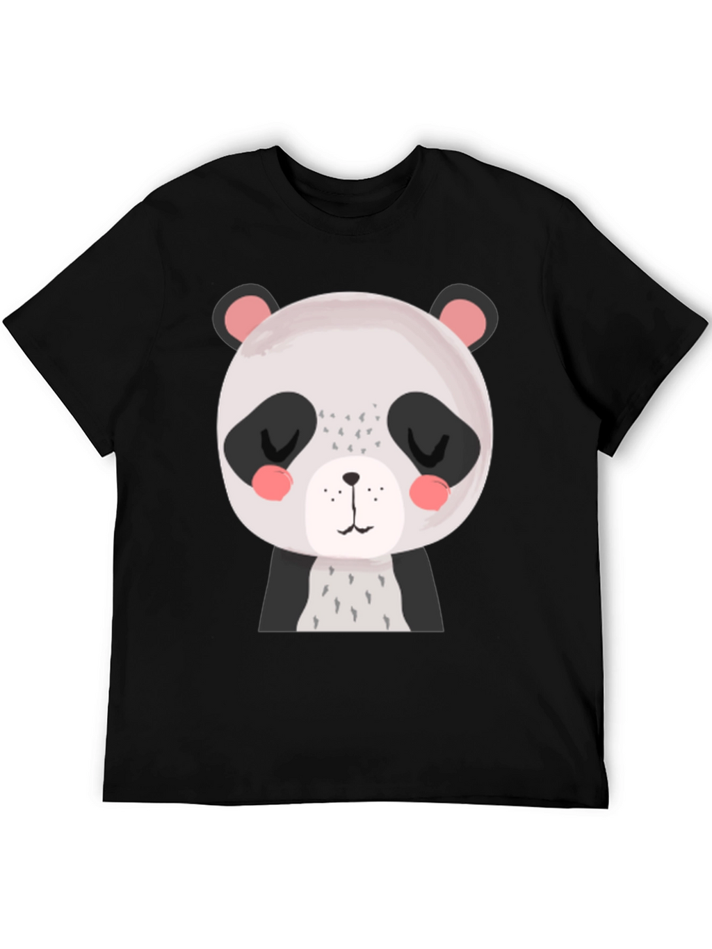 Cute Panda Graphic Tee - Black Cotton T-Shirt