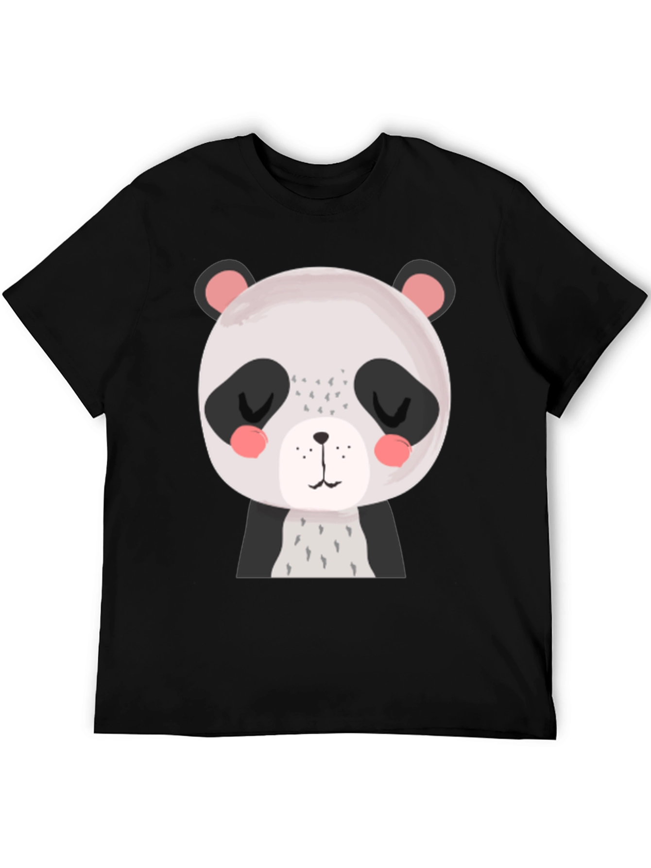 Cute Panda Graphic Tee - Black Cotton T-Shirt
