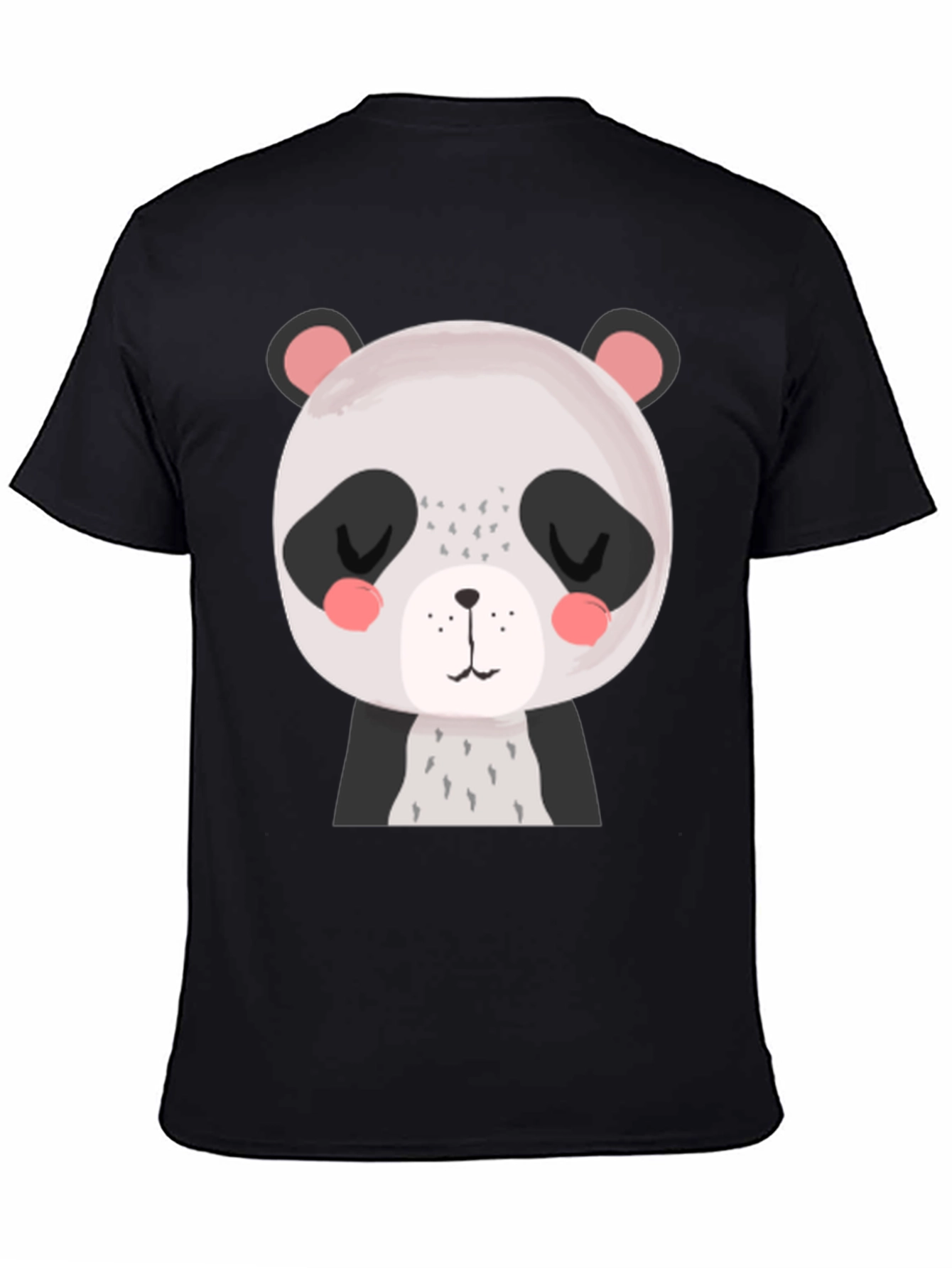 Cute Panda Graphic Tee - Black Cotton T-Shirt