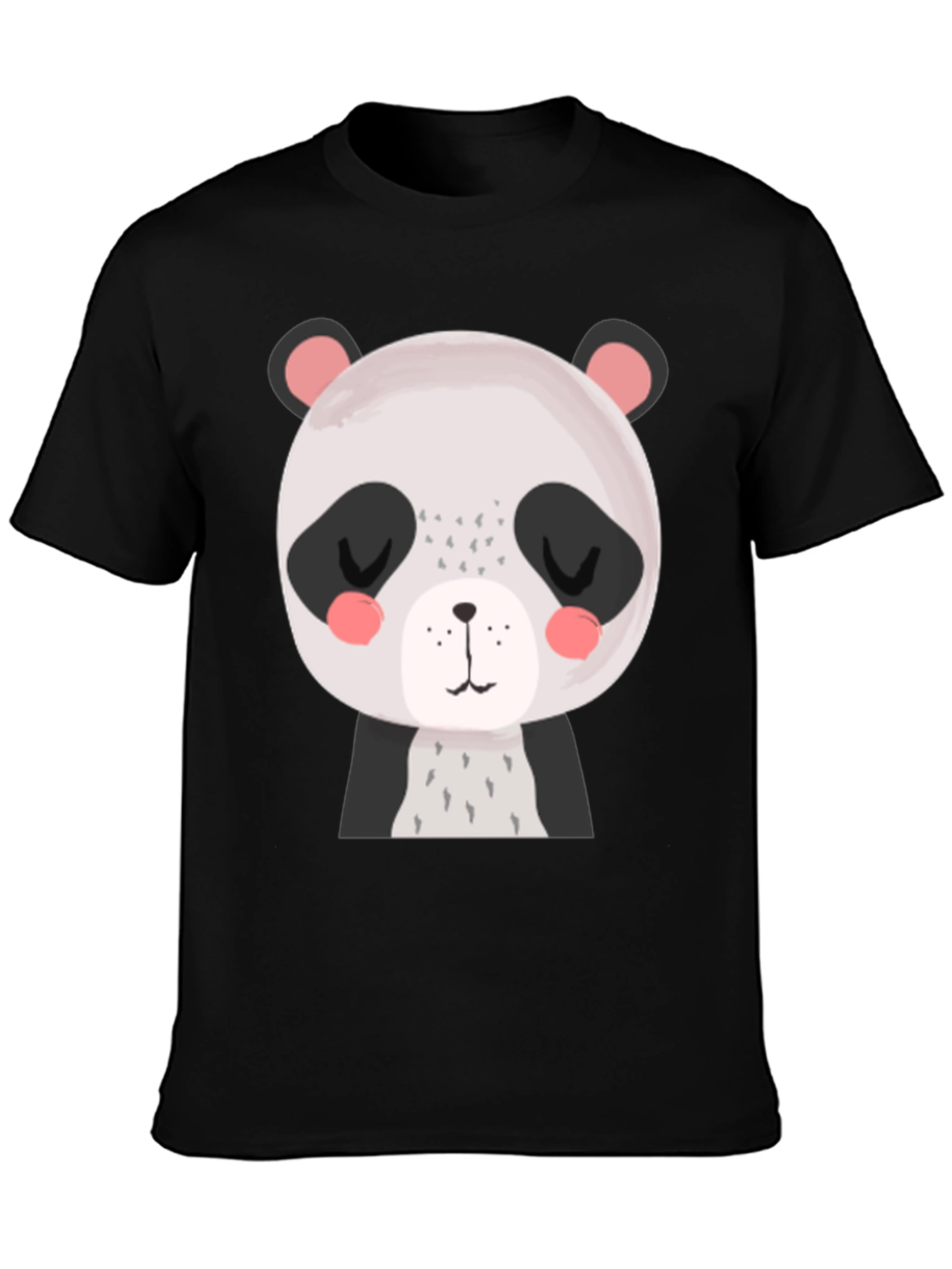 Cute Panda Graphic Tee - Black Cotton T-Shirt