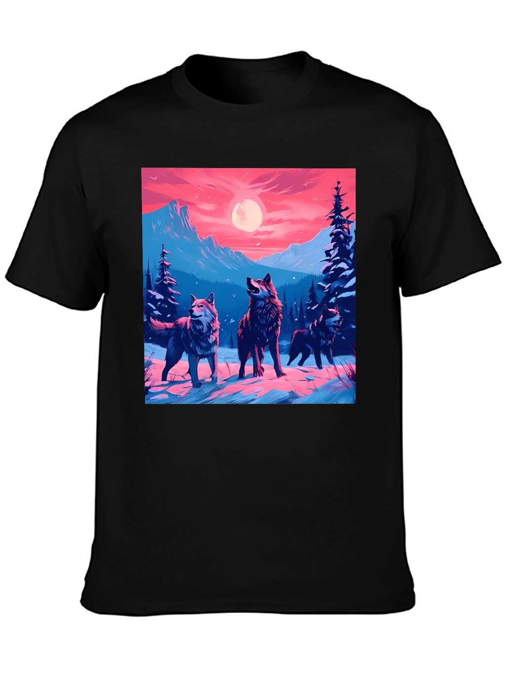 Wolf Pack Graphic Tee - Black
