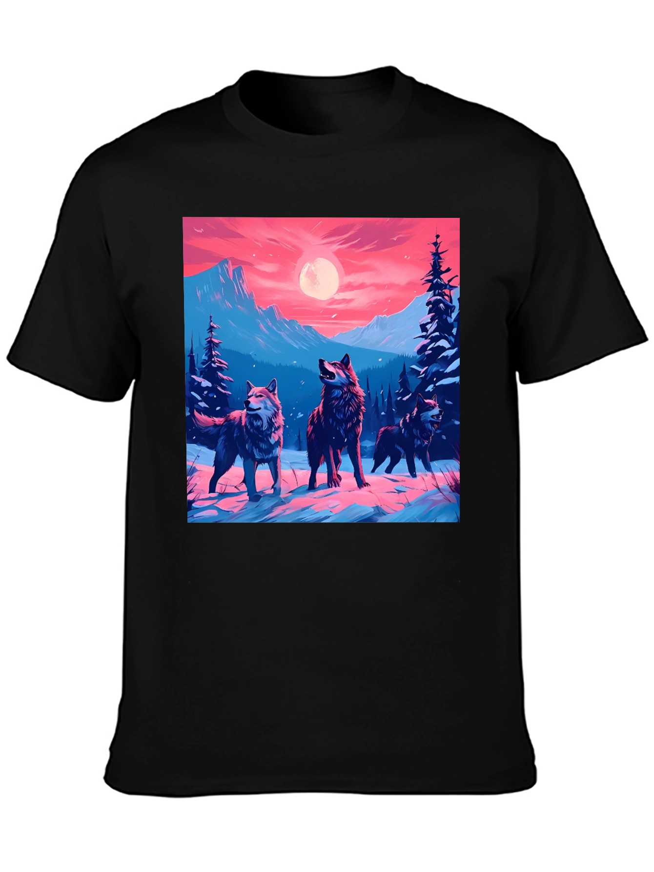 Wolf Pack Graphic Tee - Black