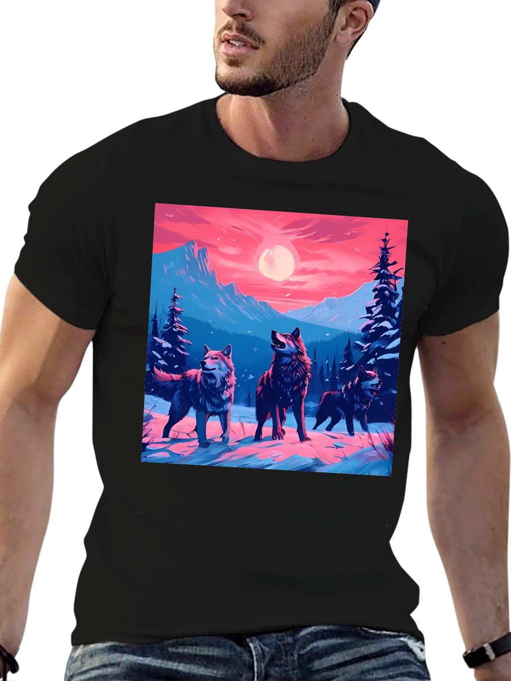 Wolf Pack Graphic Tee - Black