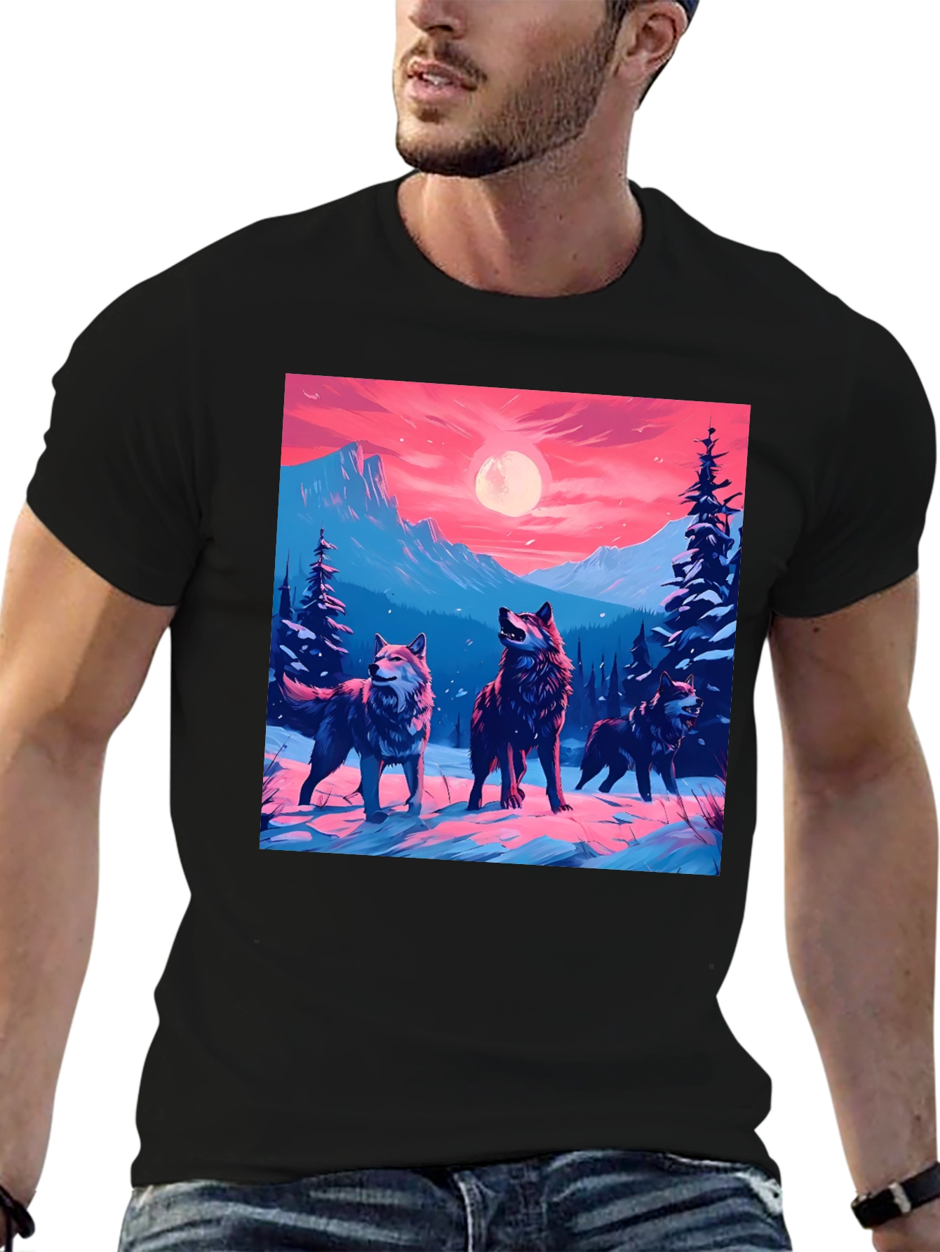 Wolf Pack Graphic Tee - Black