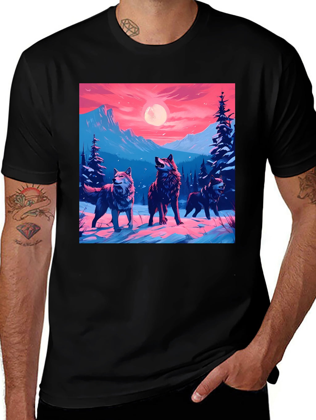 Wolf Pack Graphic Tee - Black