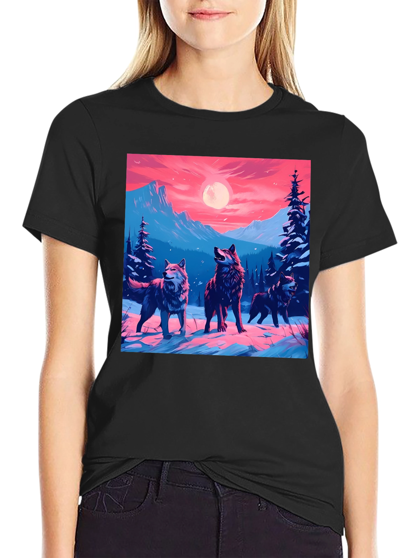 Wolf Pack Graphic Tee - Black