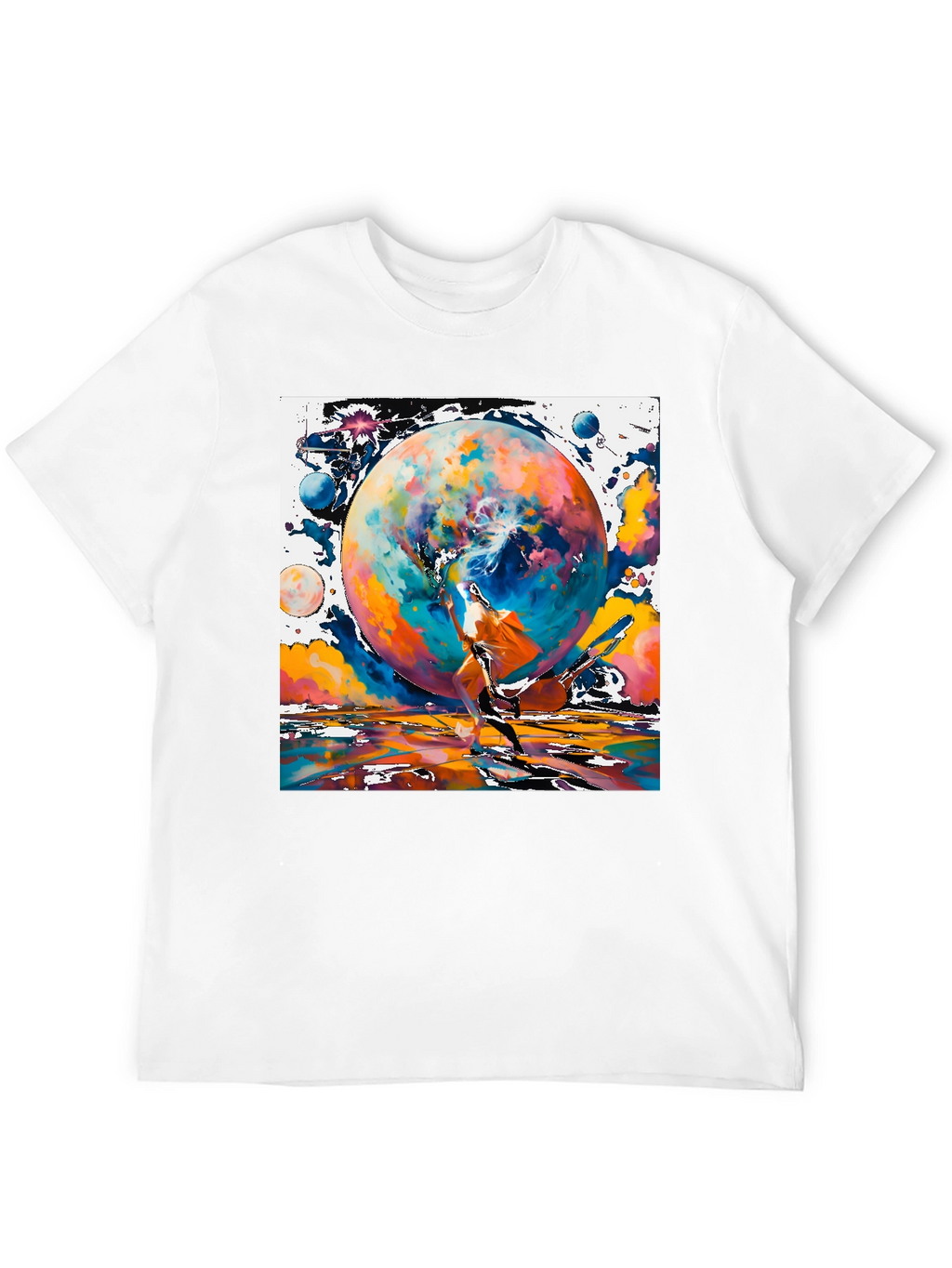 Cosmic Dance Graphic Tee - Modern Art Style Shirt