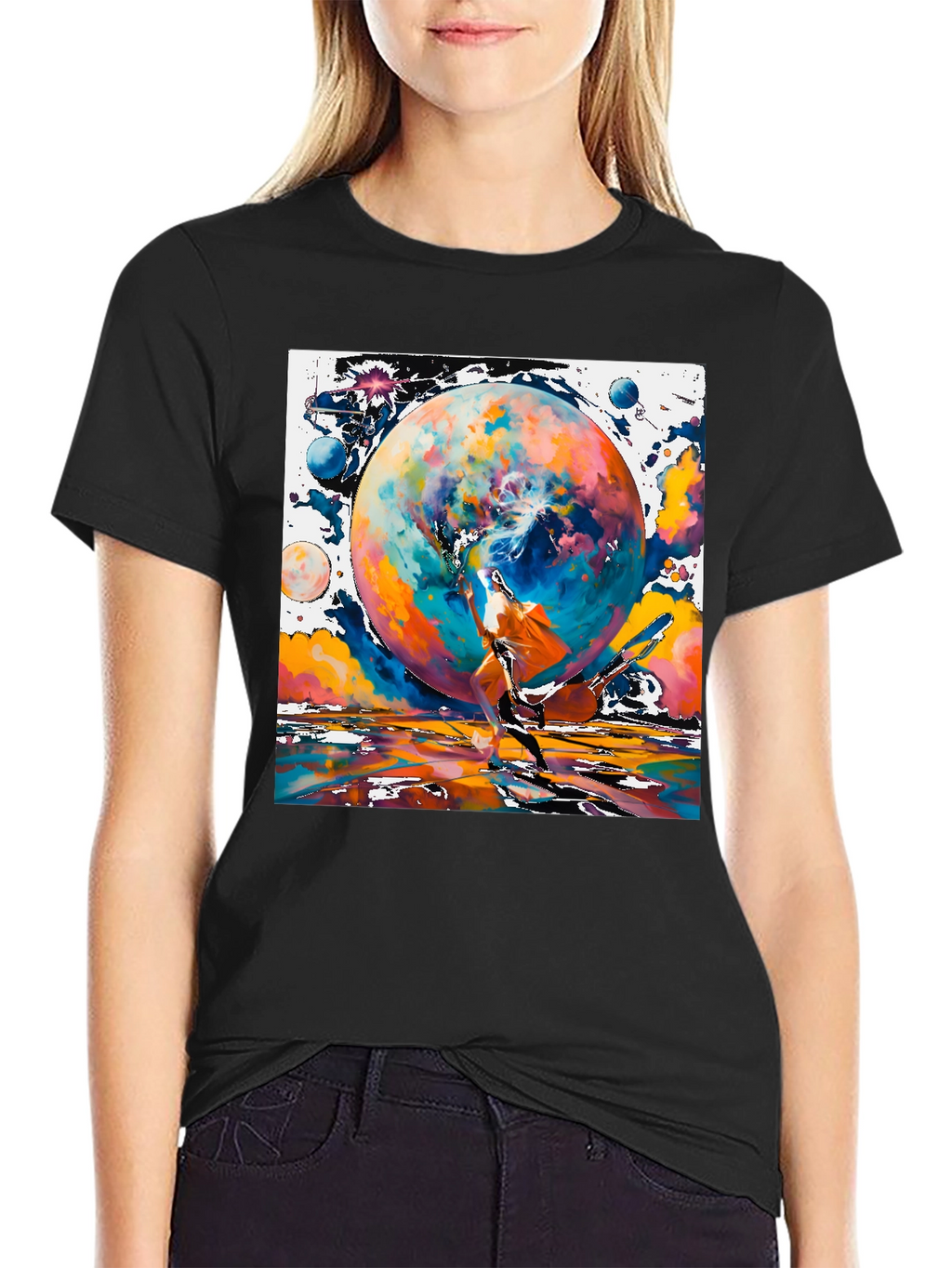 Cosmic Dance Graphic Tee - Modern Art Style Shirt