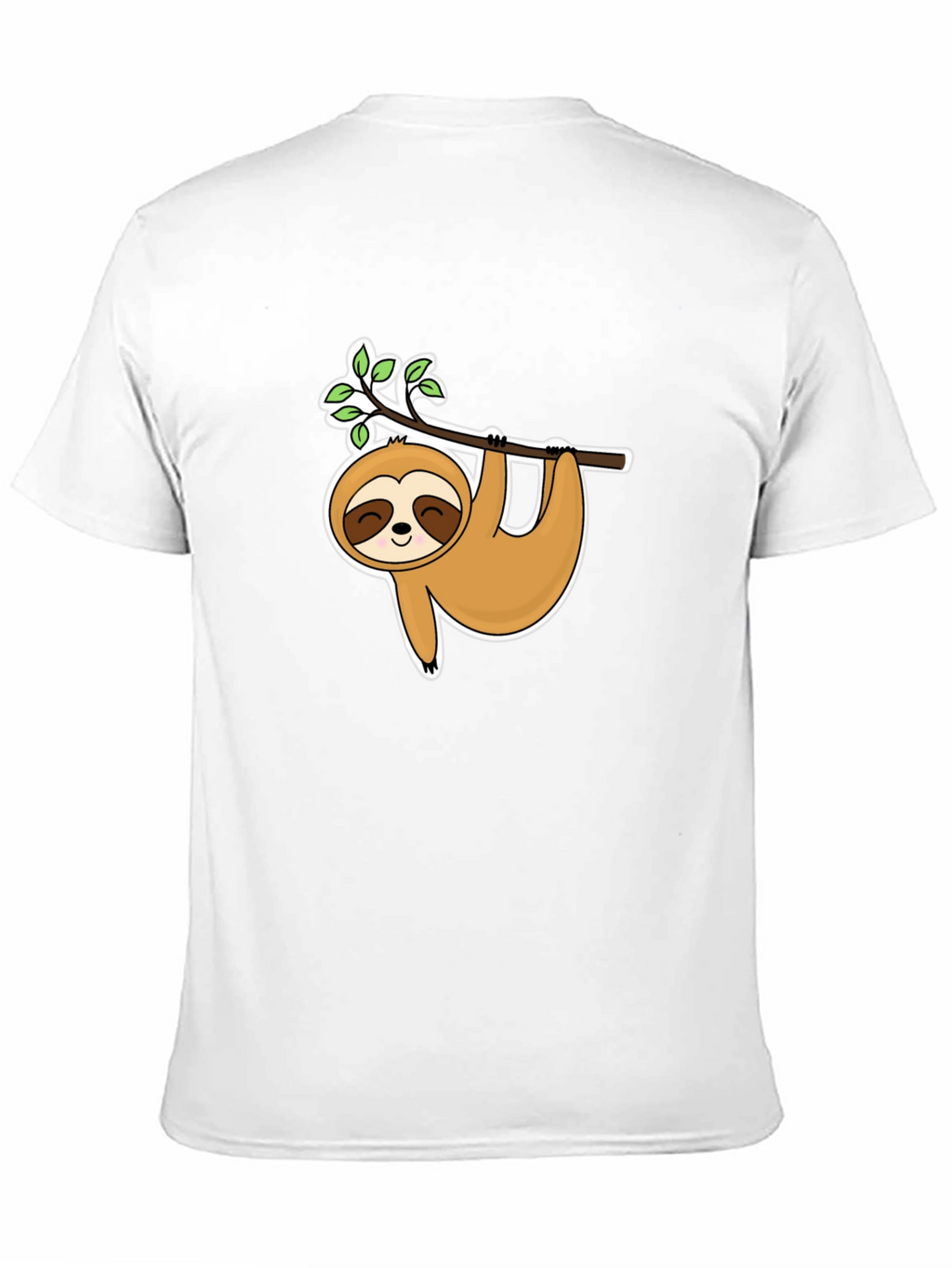 Cute Sloth Hanging On Branch Black T-Shirt